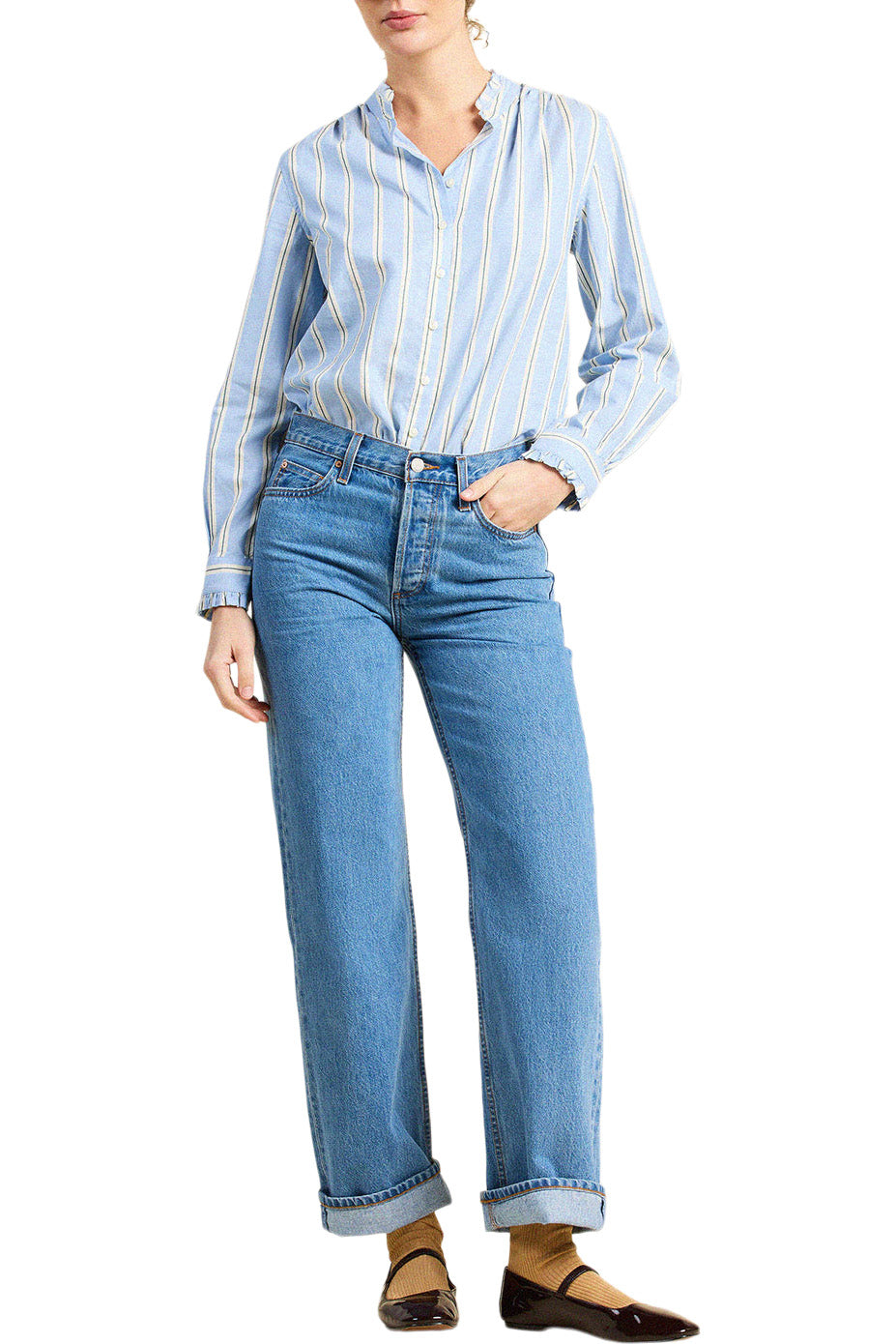 Trovata Birds of Paradis Rumi Blouse in Tahoe Stripe