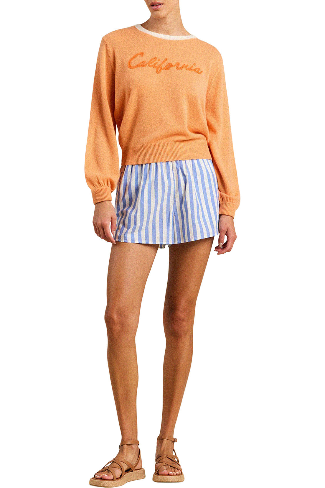 Trovata Birds of Paradis Ryann Sweater in Orange Sherbert