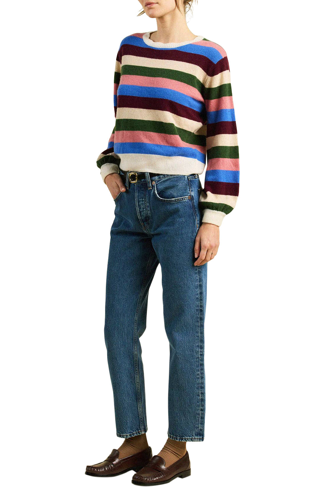 Trovata Birds of Paradis Ryann Sweater in Multi Stripe