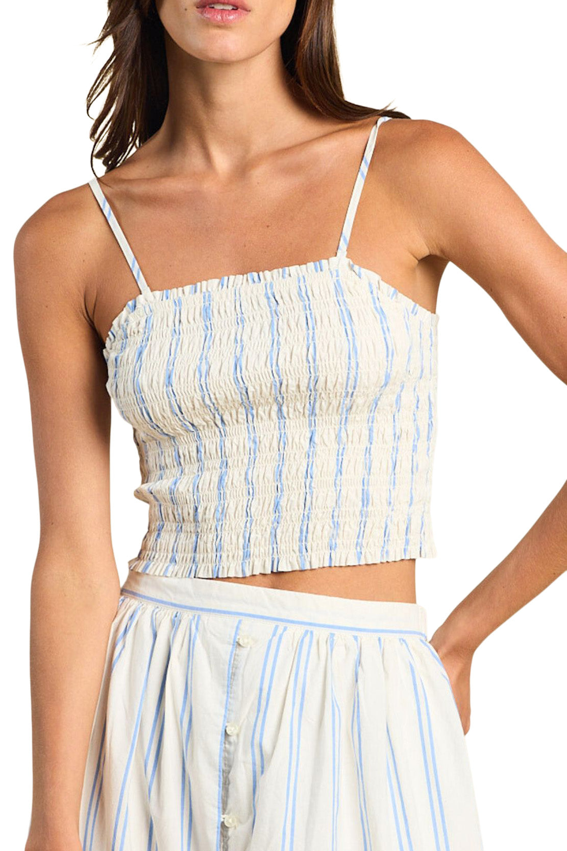 Trovata Birds of Paradis Summer Top in Cerulean Stripe