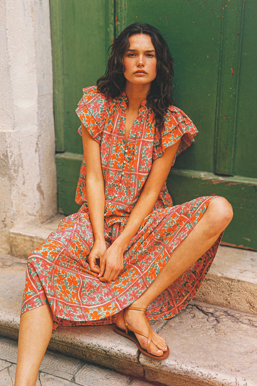 Trovata Birds of Paradis Violette Blouse in Botanic Tile