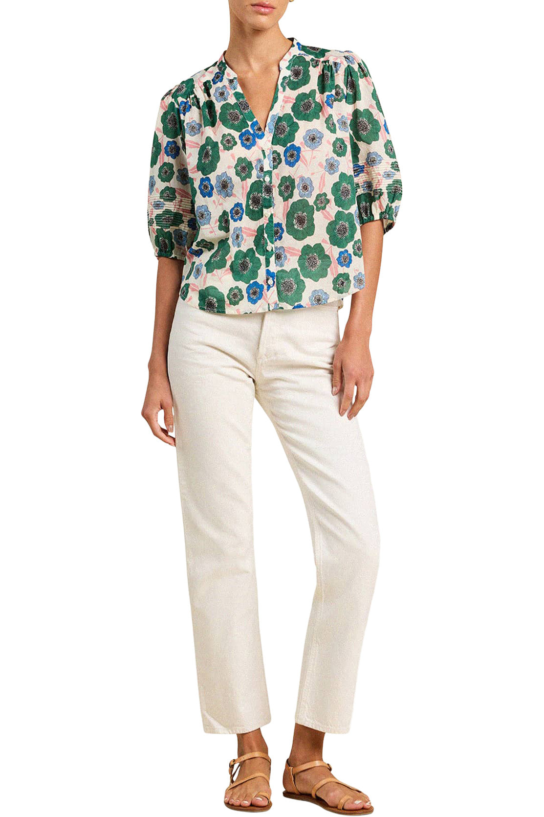Trovata Birds of Paradise Loren Blouse in Green House Bloom