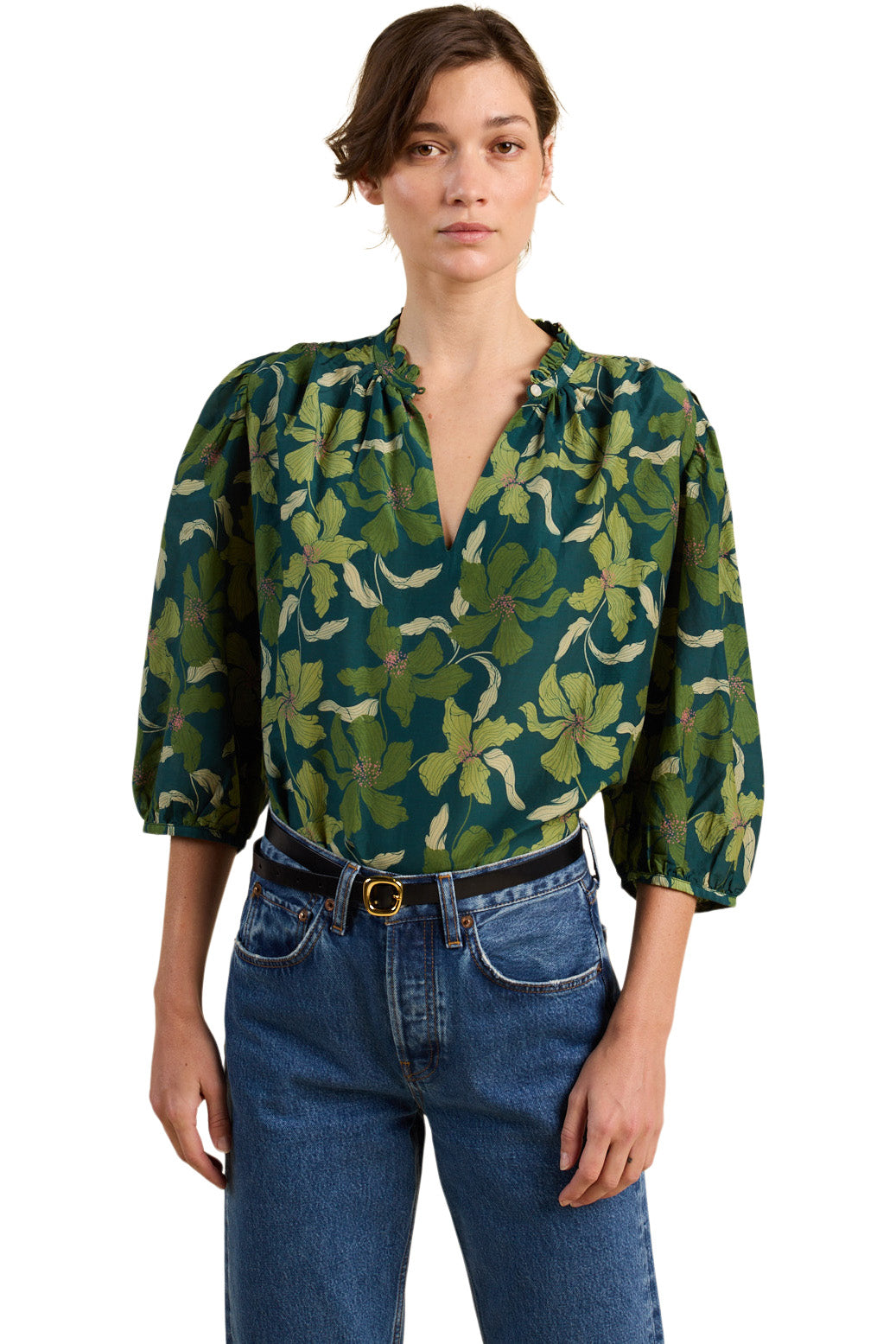 Trovata Birds of Paradise Orly Blouse in Green Canopy