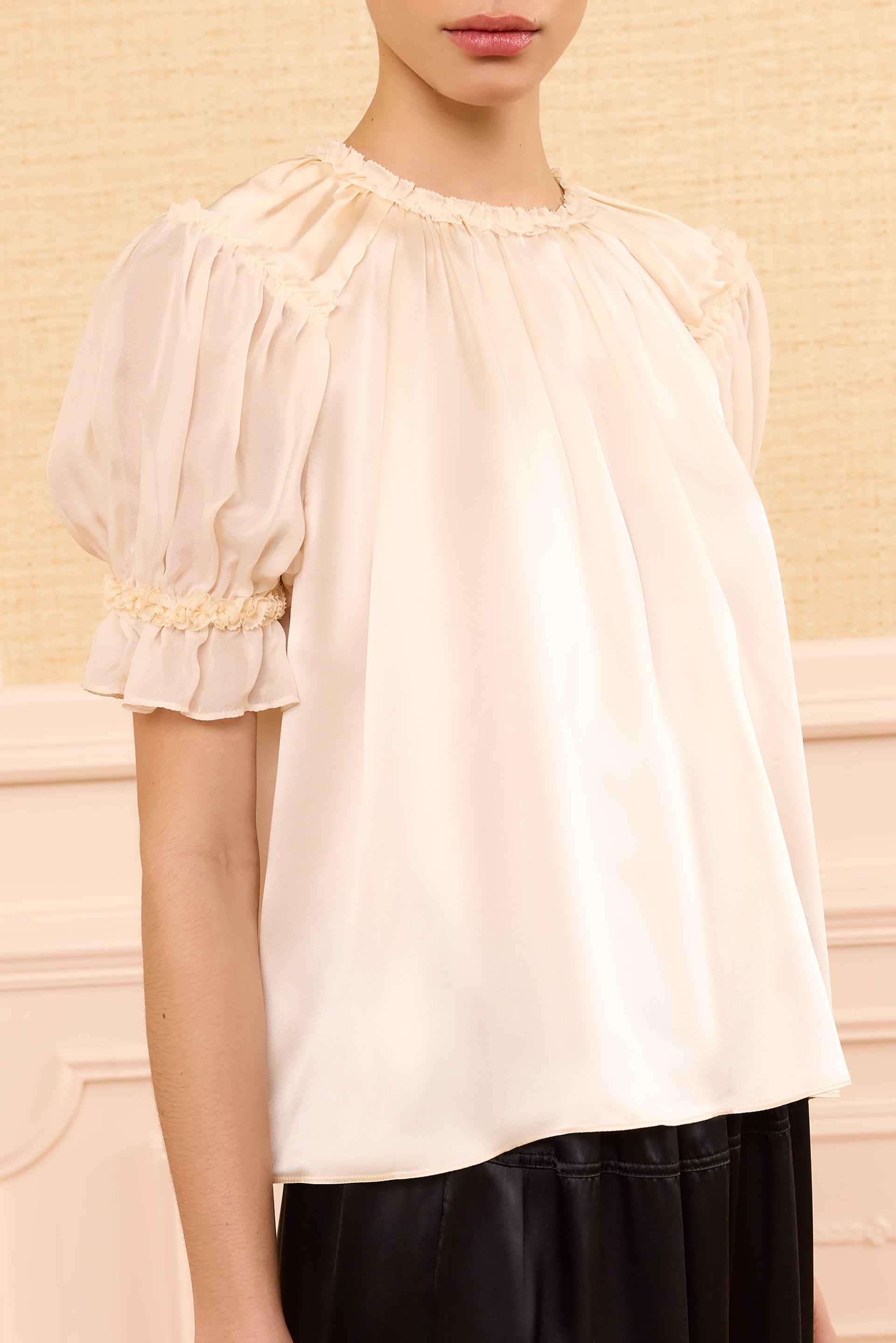Ulla Johnson Alina Short Sleeve Top in Ivory
