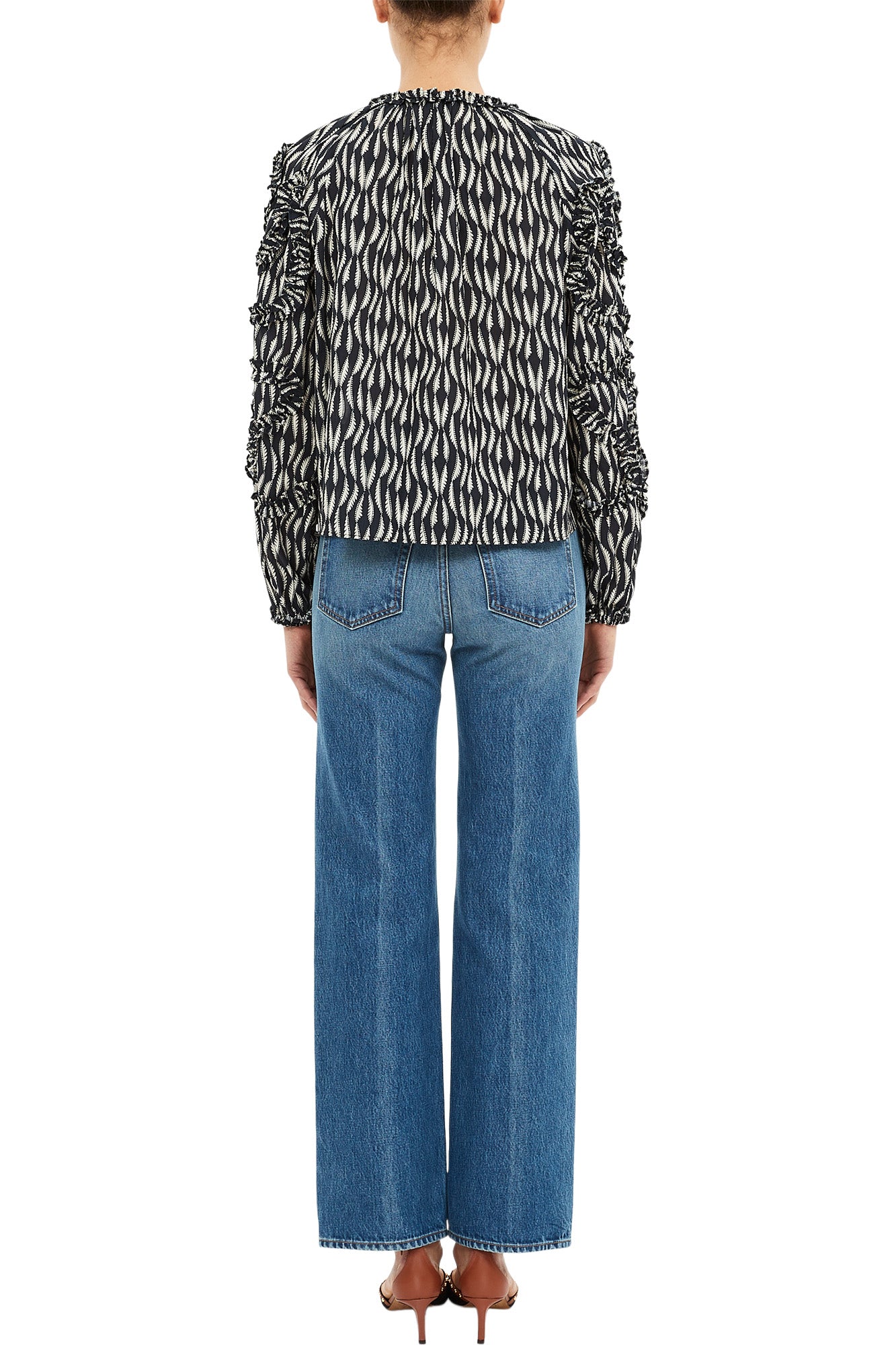 Ulla Johnson Azrou Cotton Long Sleeve Blouse in Graphite