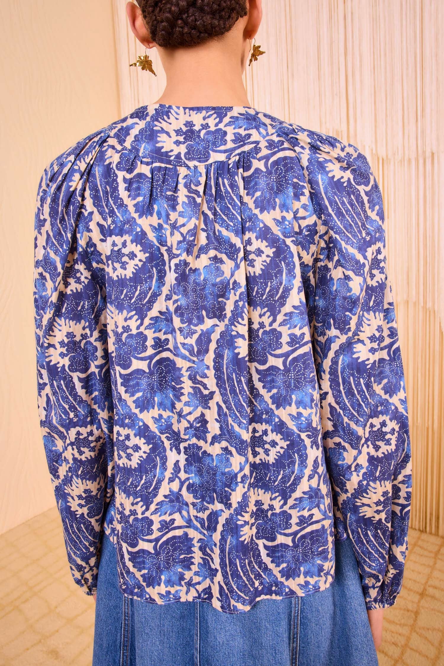 Ulla Johnson Brea Long Sleeve Blouse in Ocean
