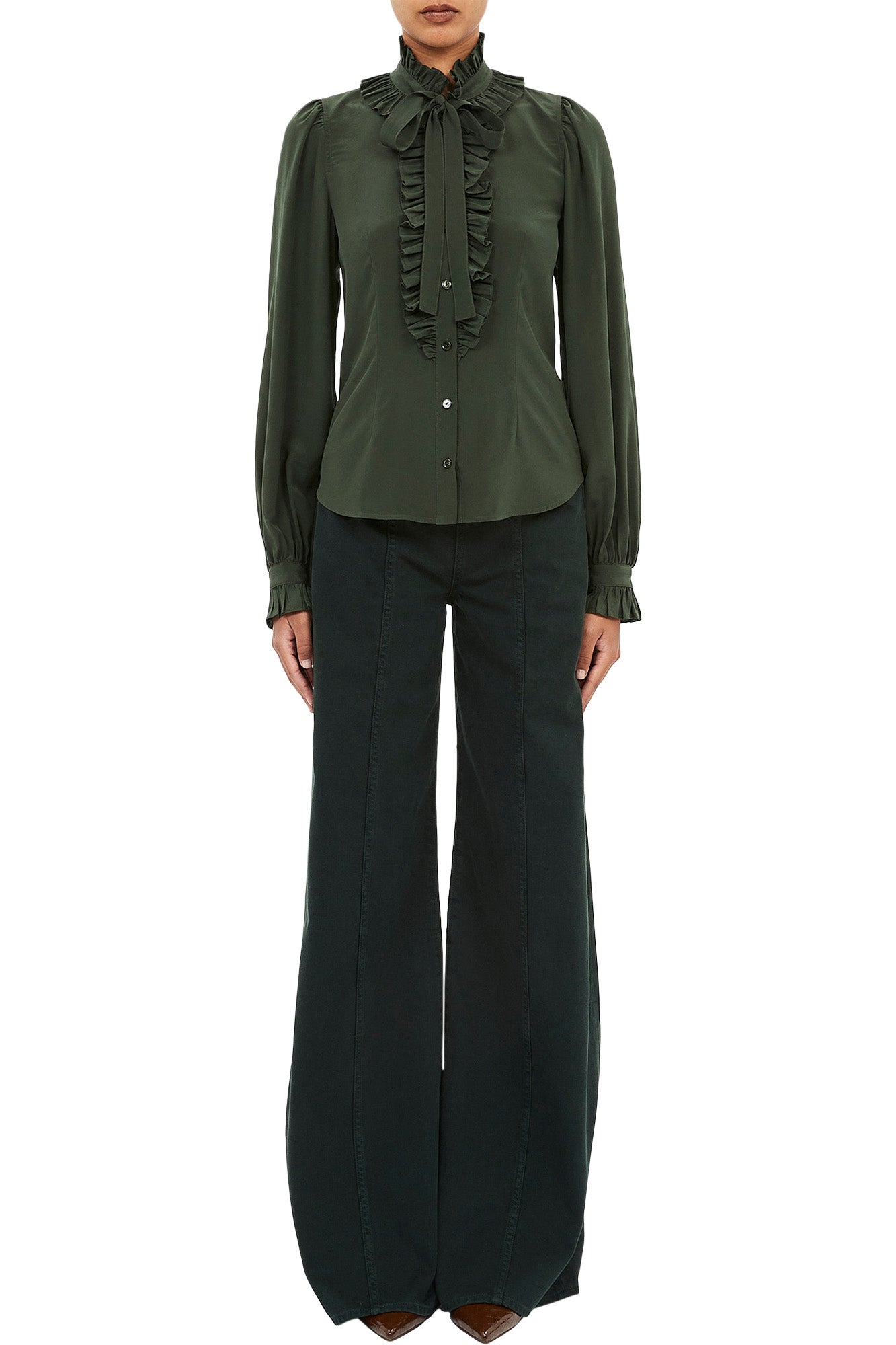 Ulla Johnson Catroux Silk Blouse in Cypress