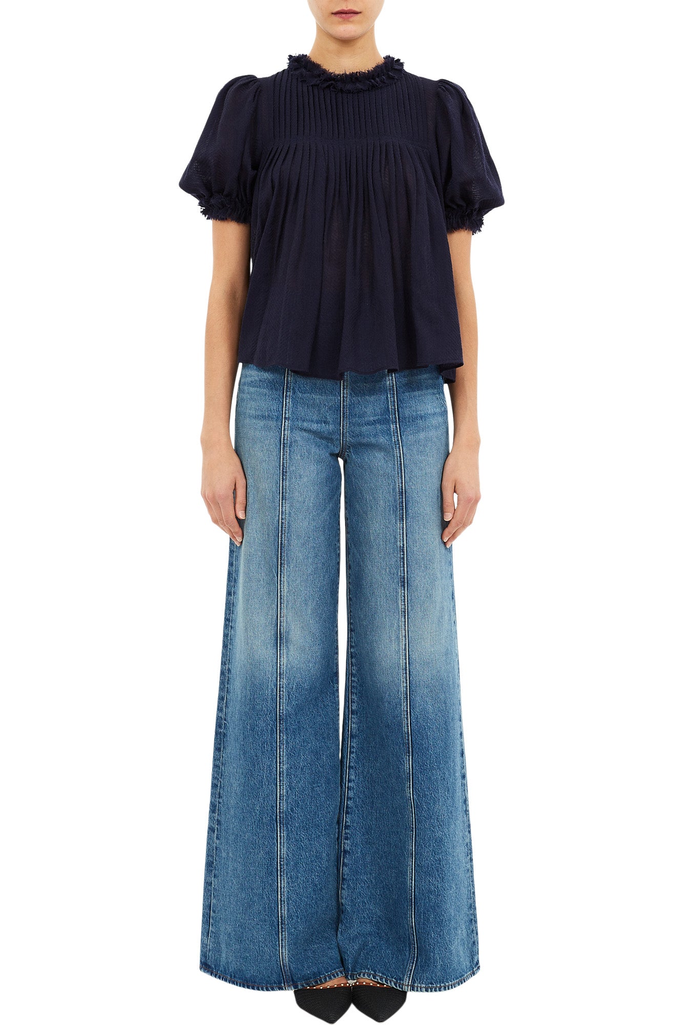 Ulla Johnson Karlyn Puff Sleeve Top in Midnight