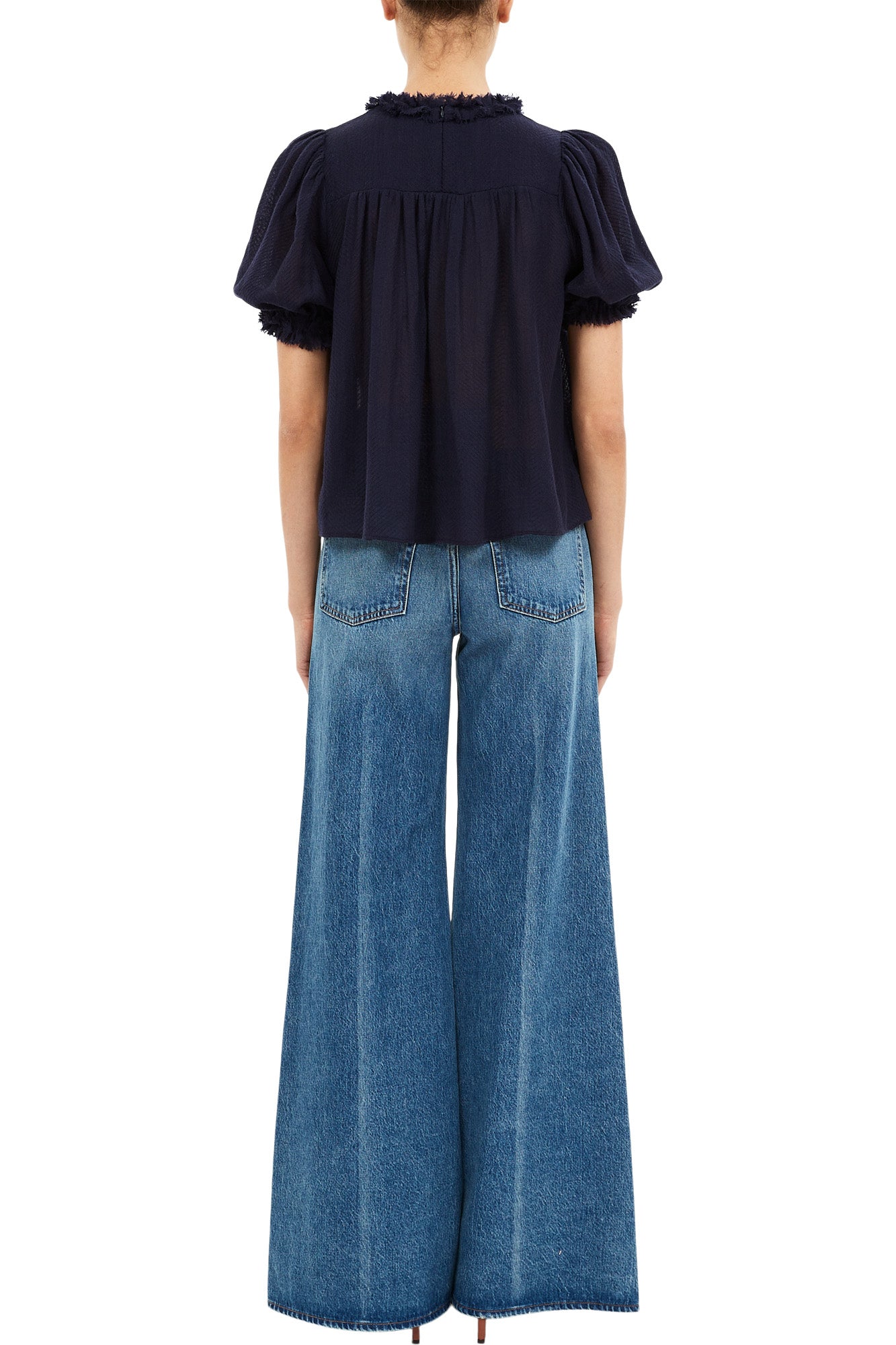 Ulla Johnson Karlyn Puff Sleeve Top in Midnight