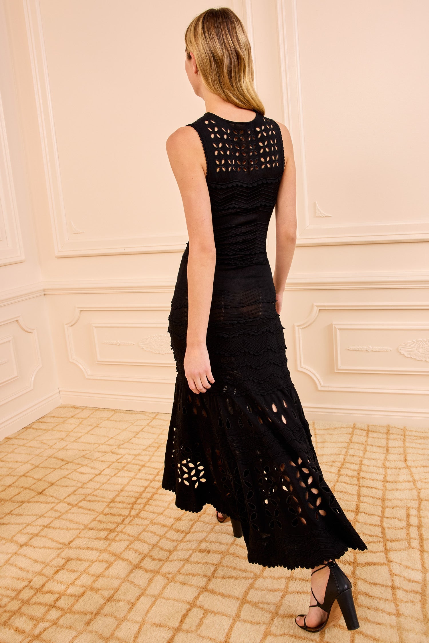 Ulla Johnson Lakshmi Eyelet Knit Dress in Noir