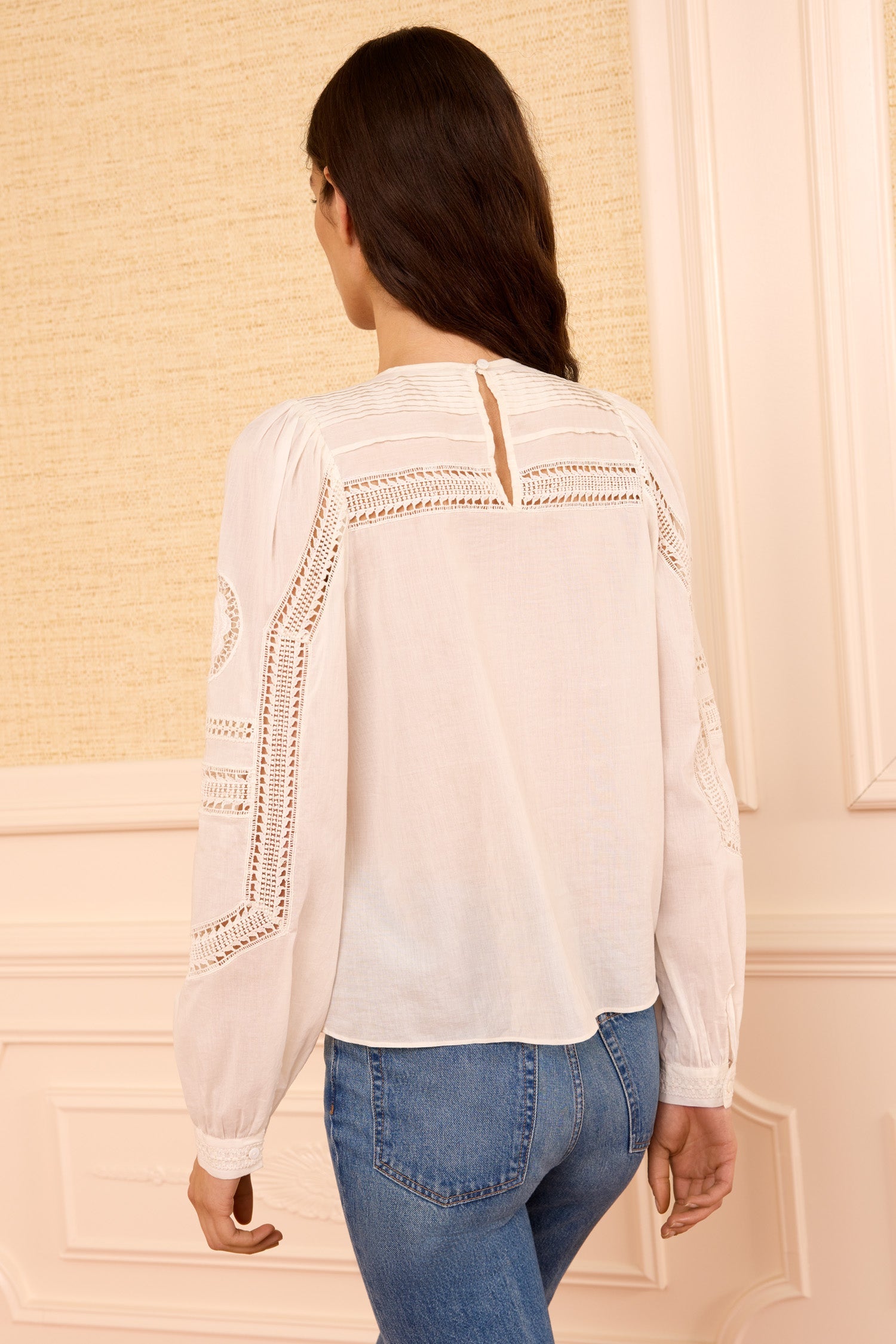 Ulla Johnson Marlowe Long Sleeve Cotton Top in Pristine