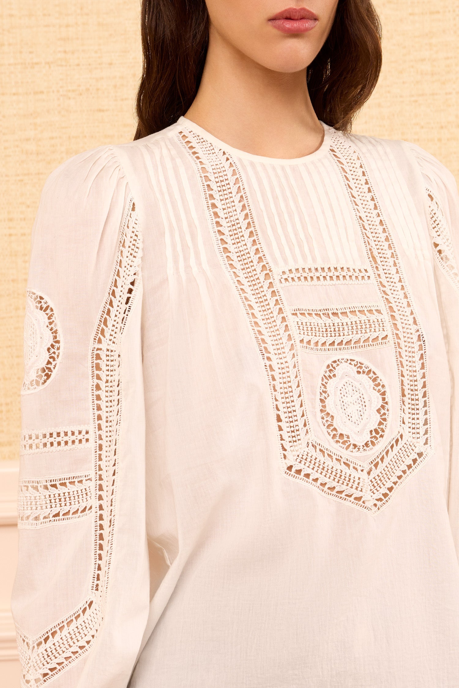 Ulla Johnson Marlowe Long Sleeve Cotton Top in Pristine
