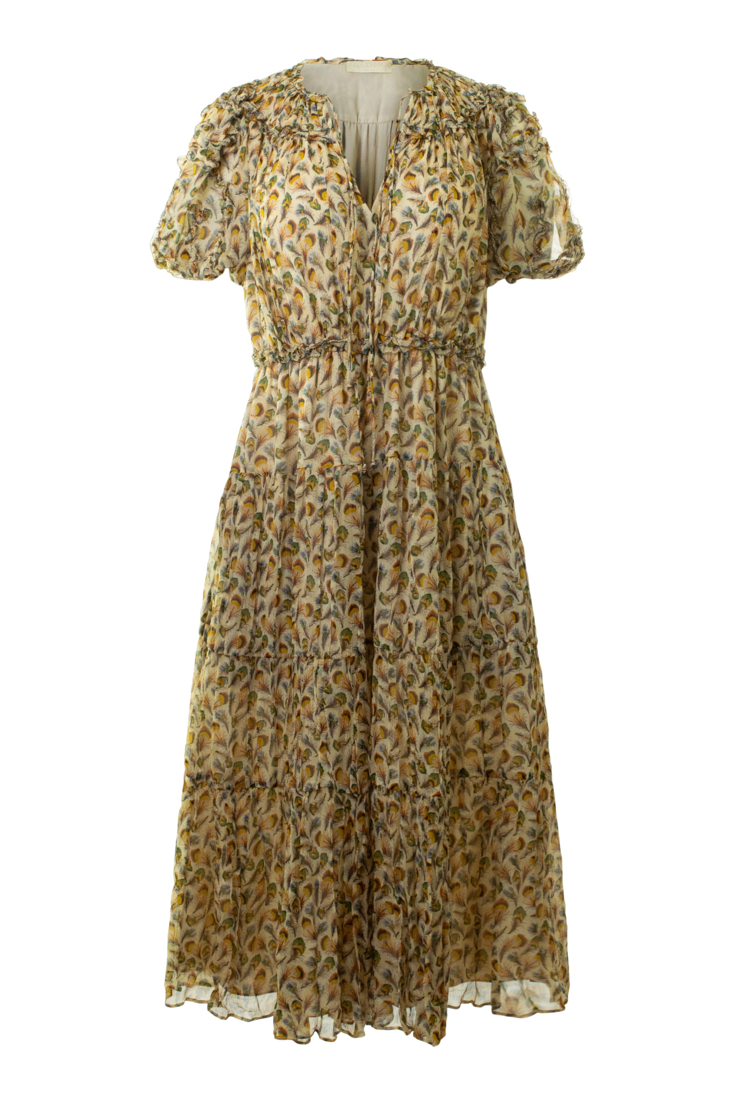 Ulla Johnson Nan Silk Short Sleeve Midi Dress in Swan