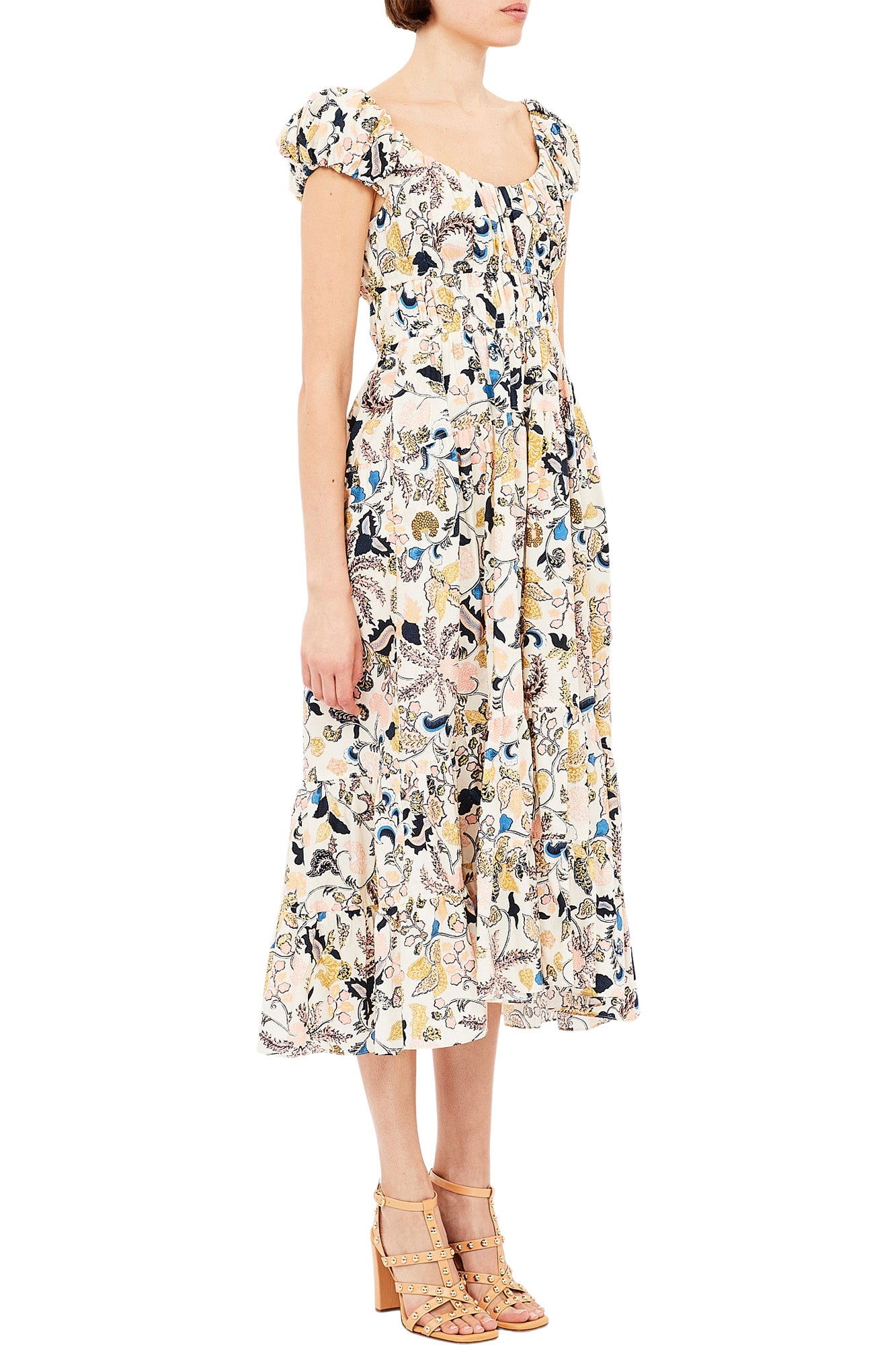 Ulla Johnson Paloma Cap Sleeve Midi Dress in Magnolia