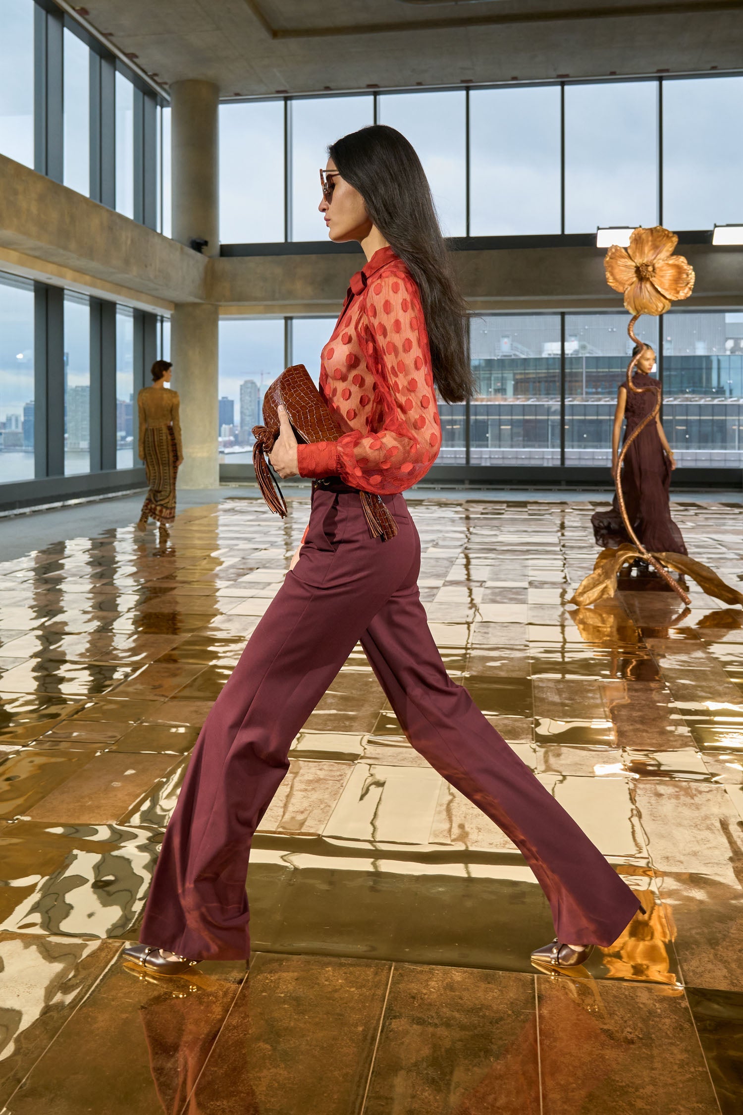 Ulla Johnson Quartier Mid Rise Pants in Bordeaux