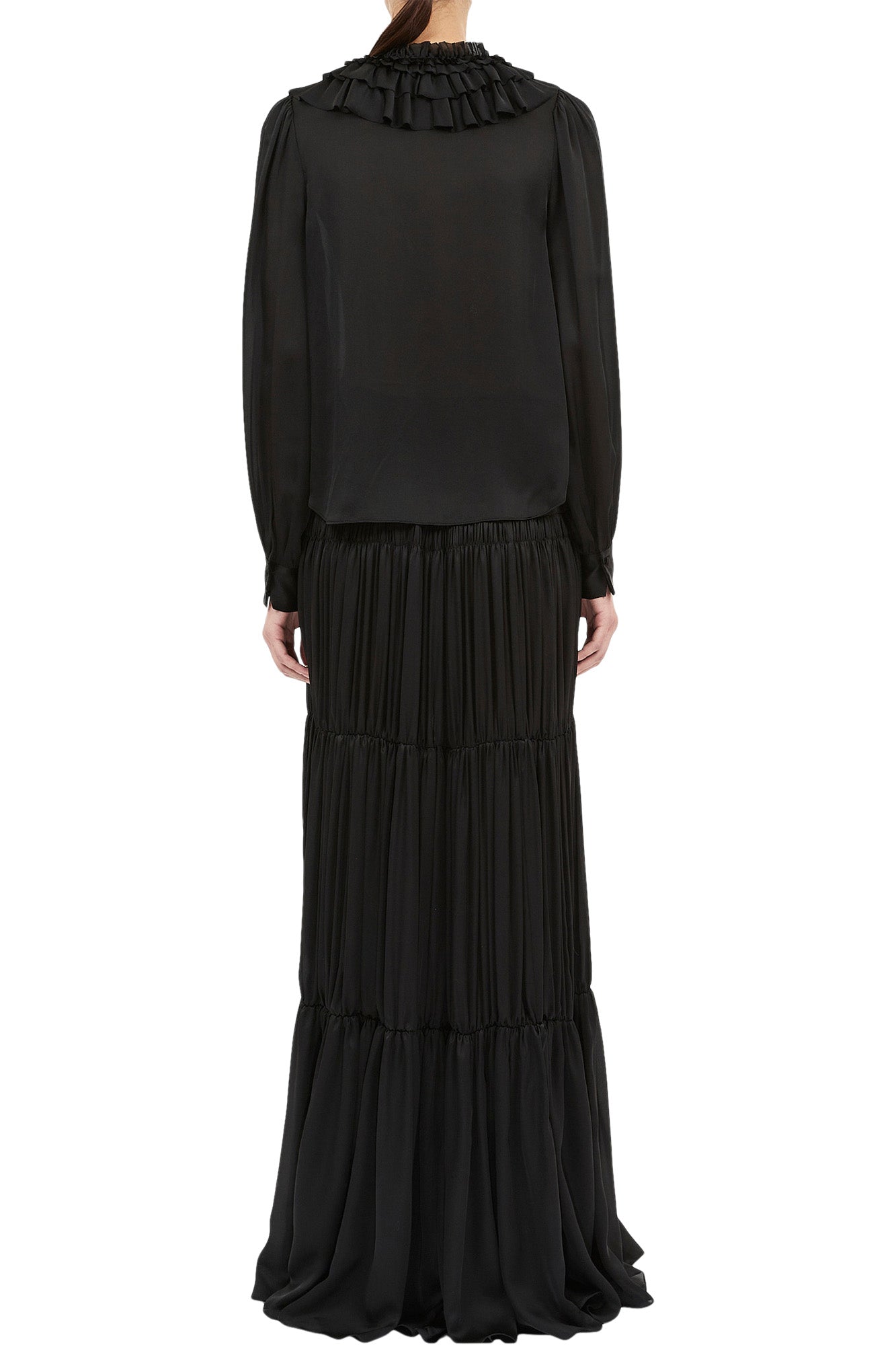 Ulla Johnson Rouen Ruffle Front Blouse in Noir