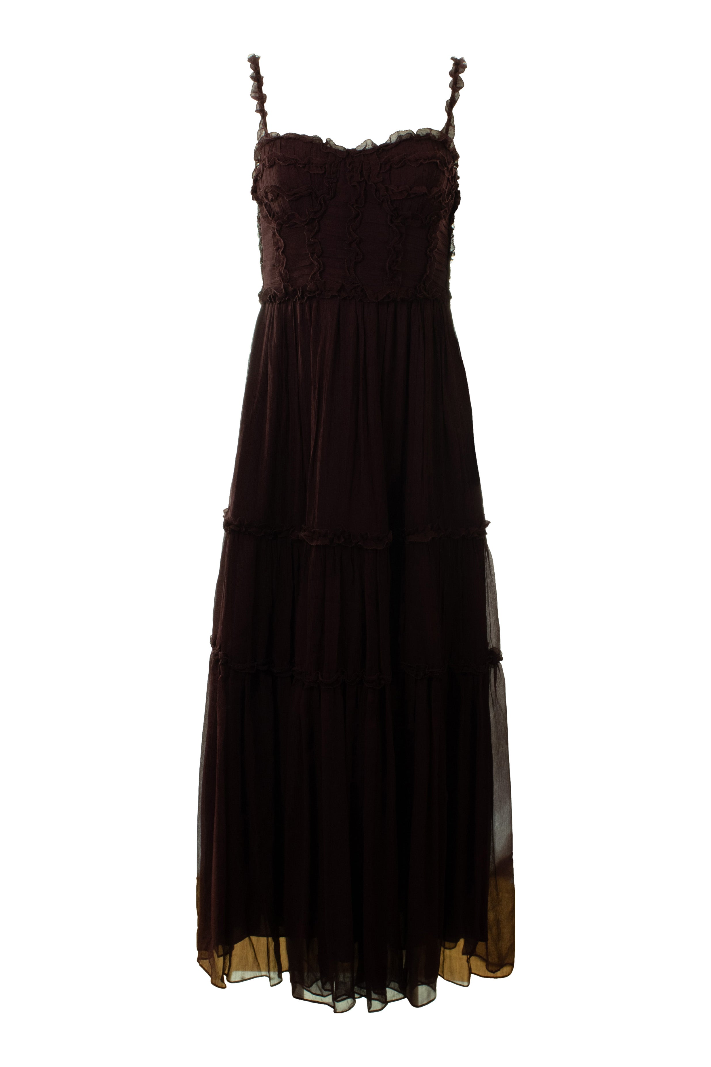 Ulla Johnson Talitha Silk Smocked Cami Midi Dress in Mahogany