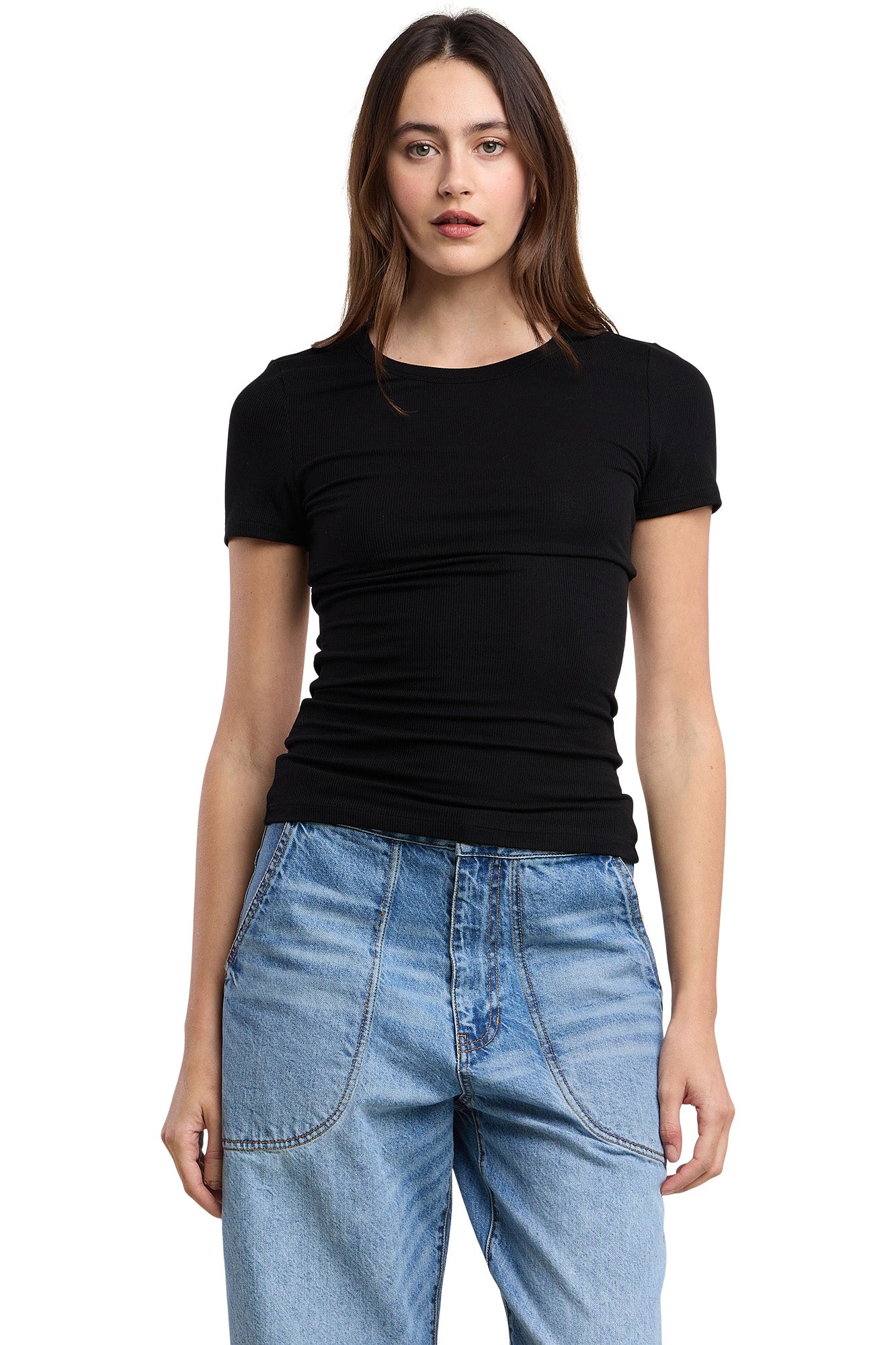 Velvet Adley Short Sleeve Tee in Black