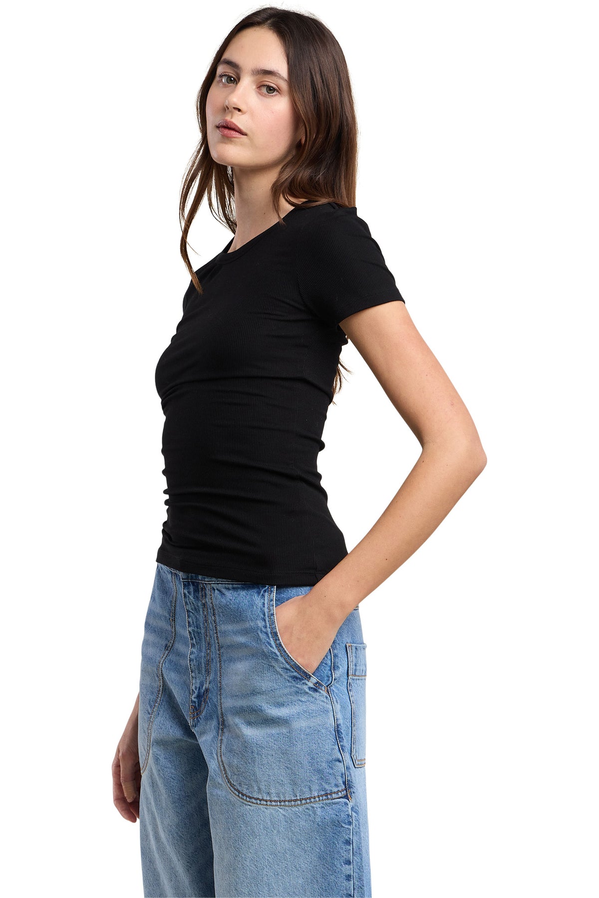 Velvet Adley Short Sleeve Tee in Black