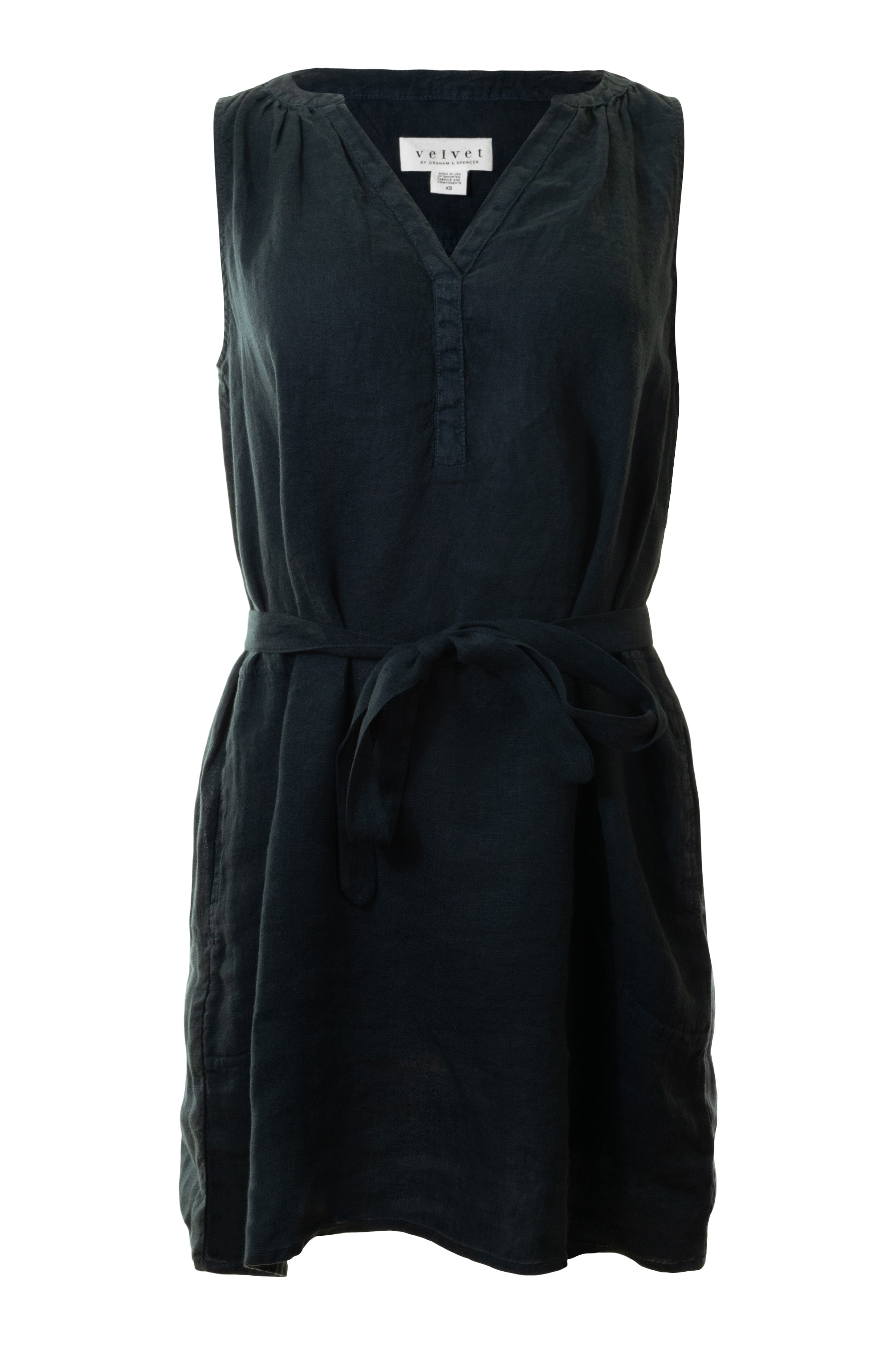 Velvet Adriana Woven Linen Dress in Shadow