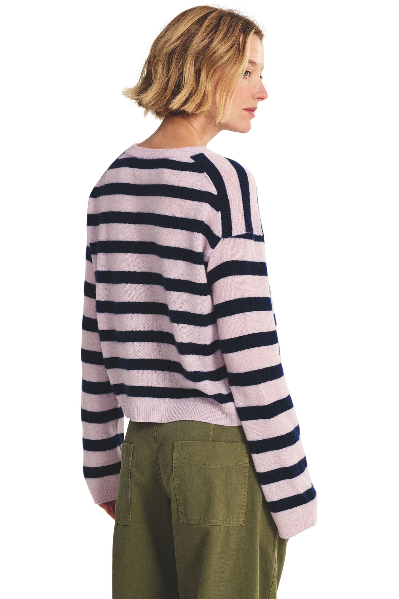 Velvet Agnese Striped Crewneck Sweater in Lilac