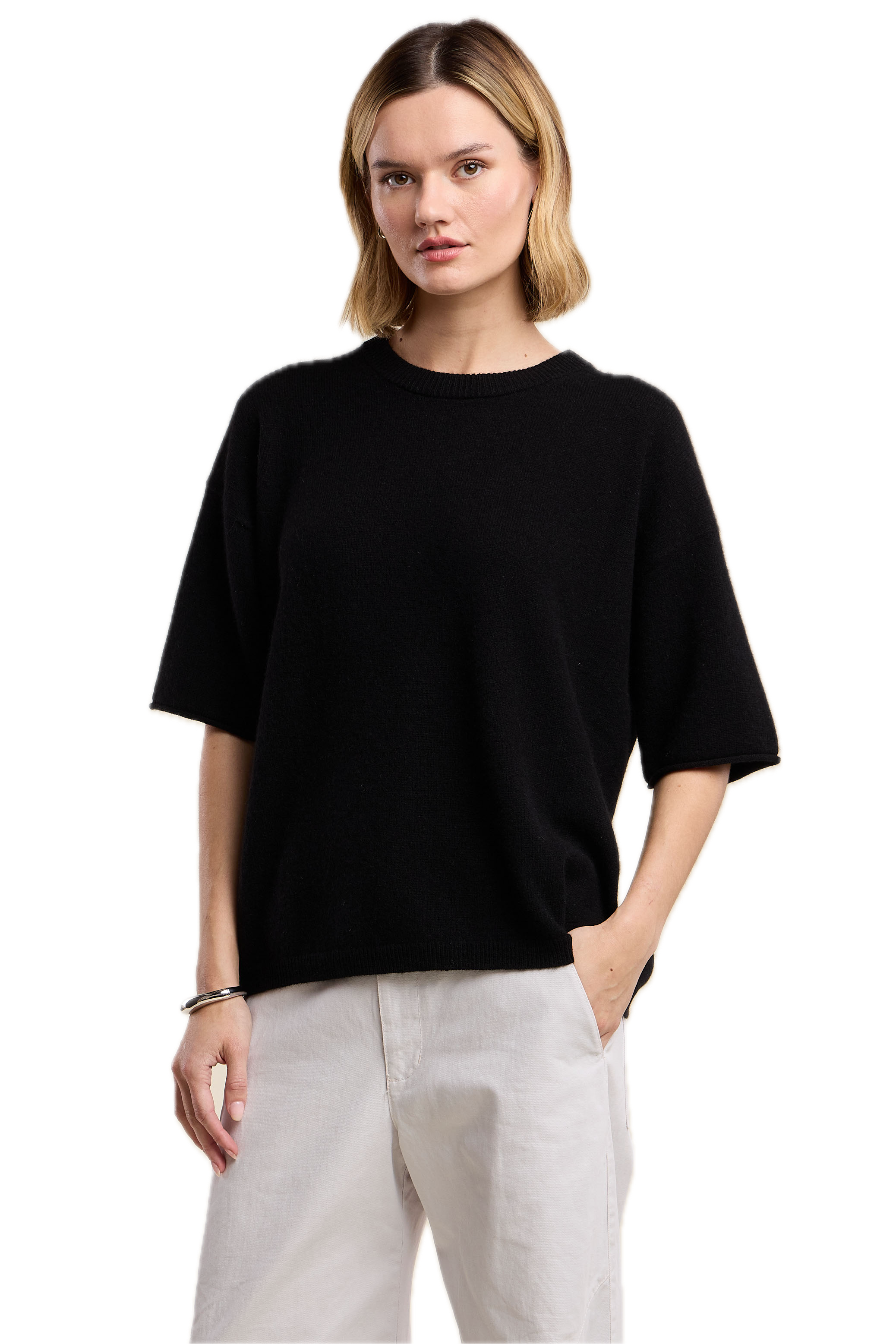 Velvet Amaya Boxy Sweater in Black
