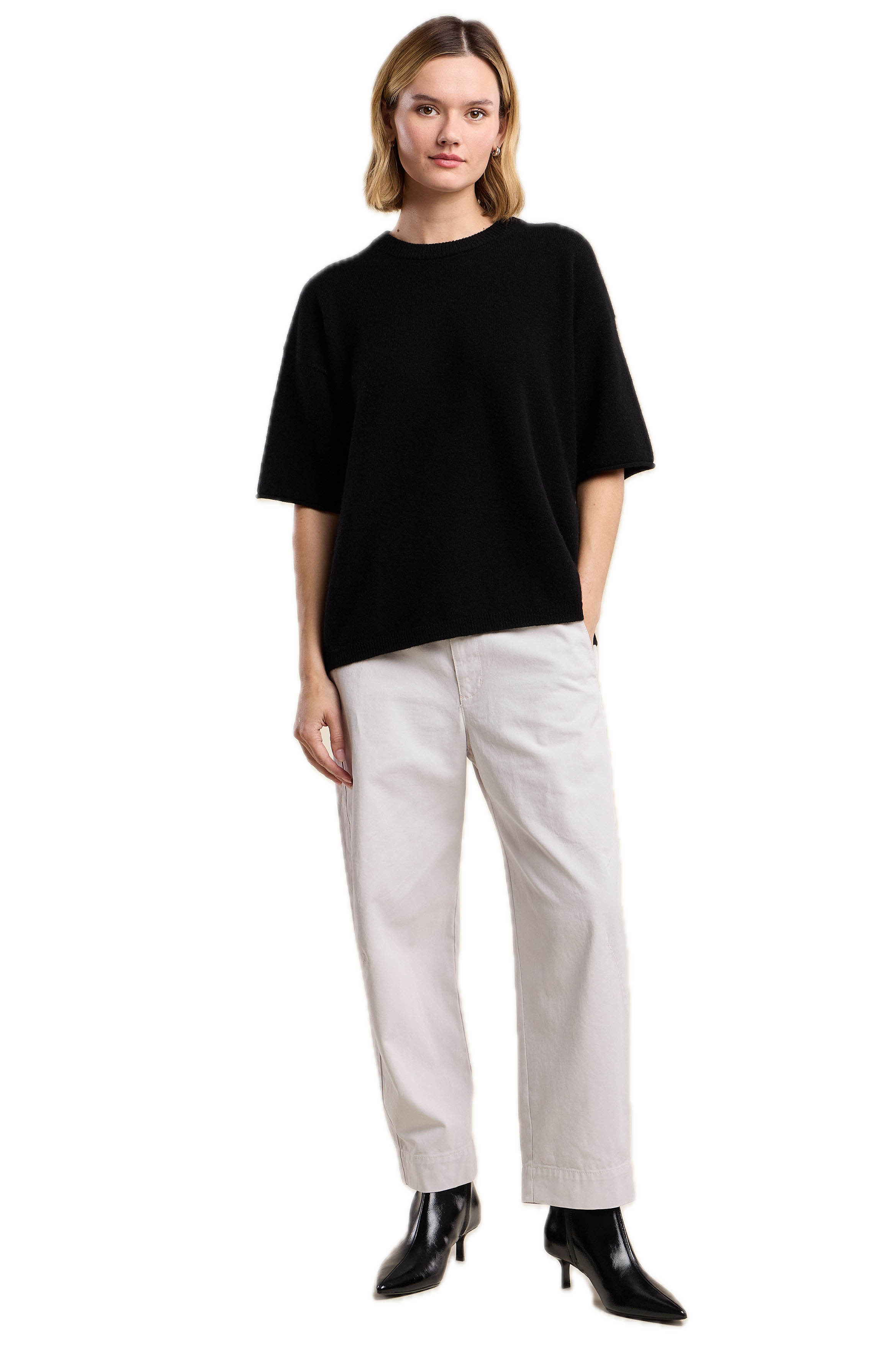 Velvet Amaya Boxy Sweater in Black