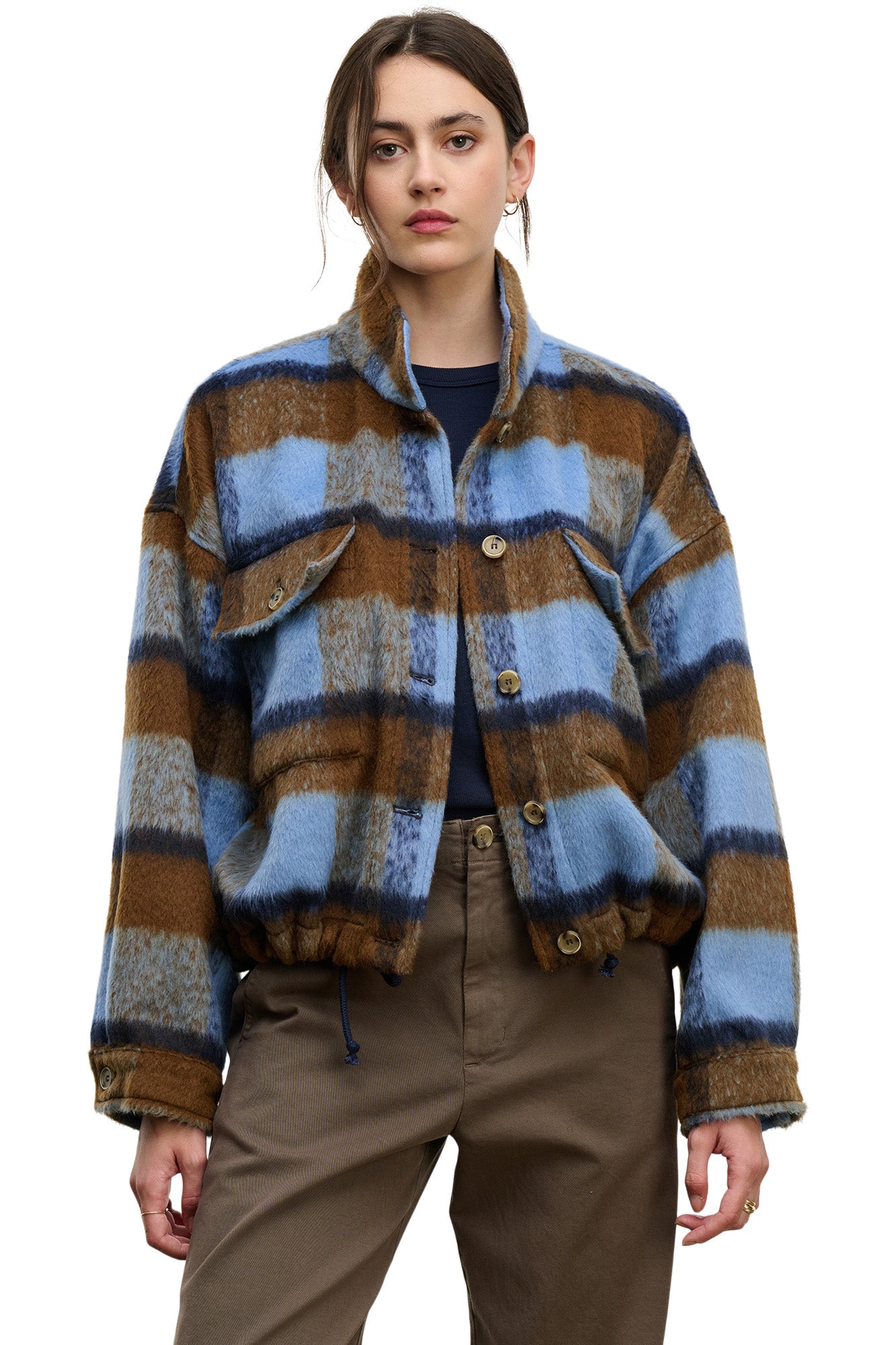 Velvet Aubrey Brushed Jacket in Plaid