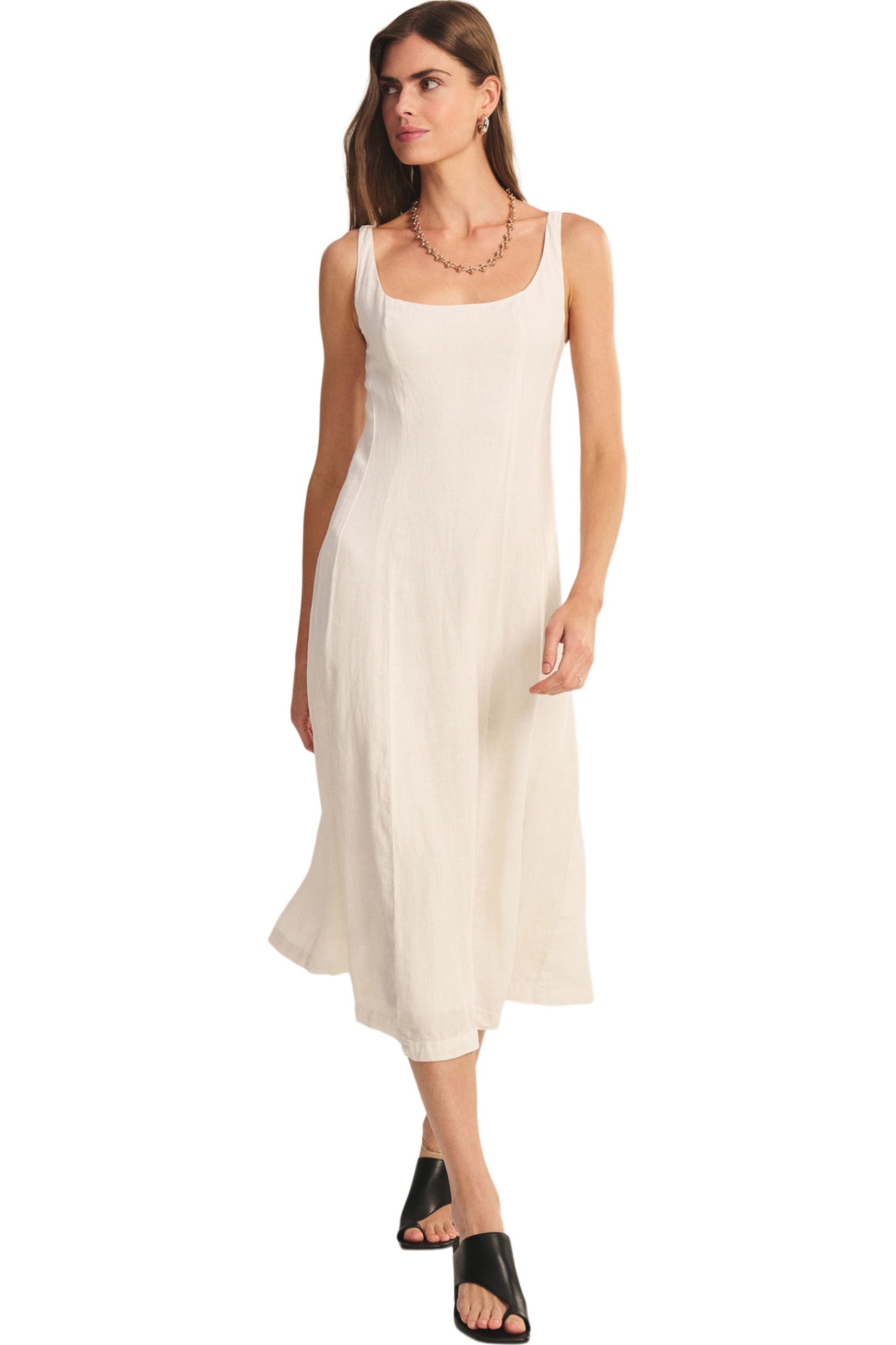 Velvet Austen Sleeveless Dress in Chalk