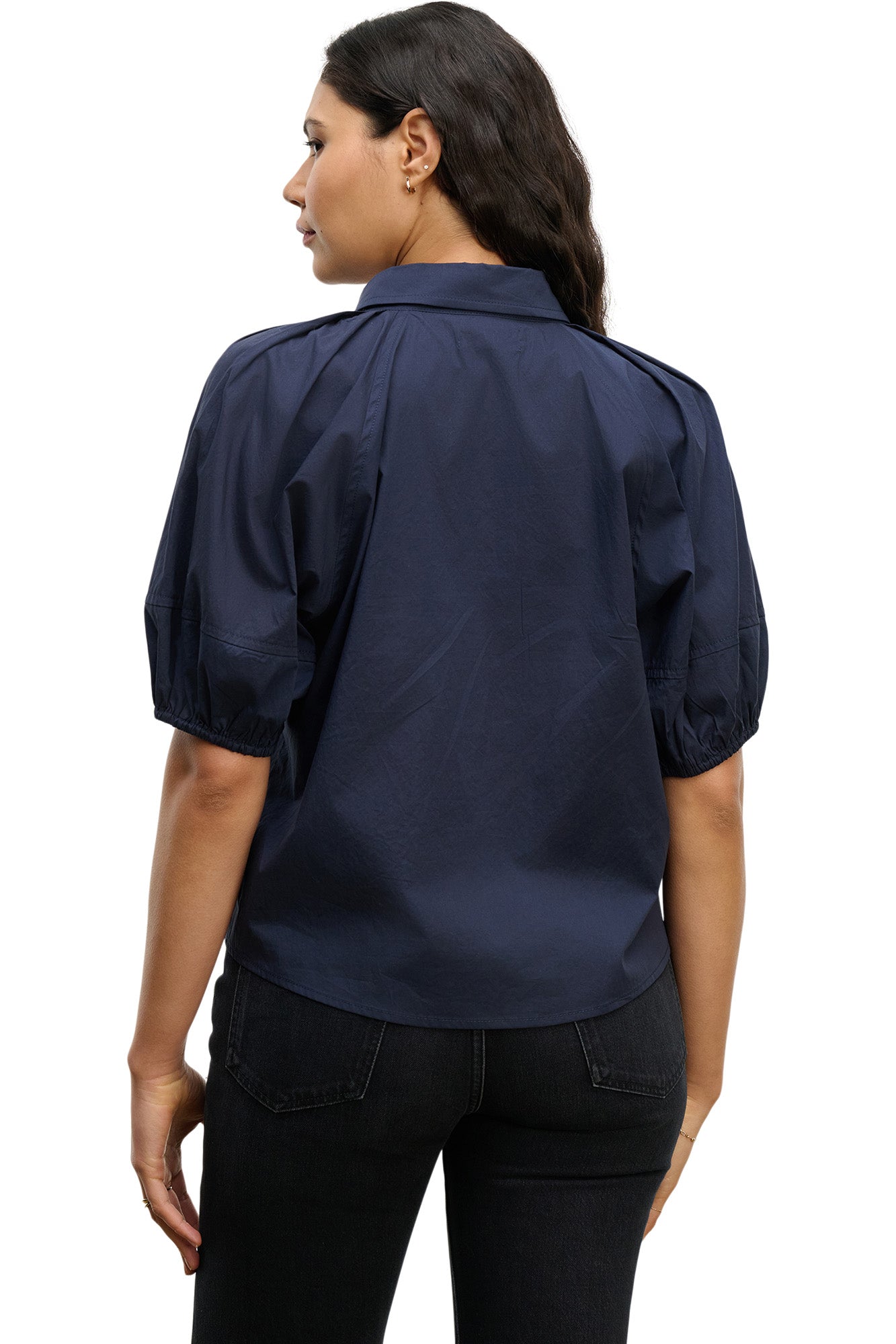 Velvet Autumn Mixed Media Top in Navy