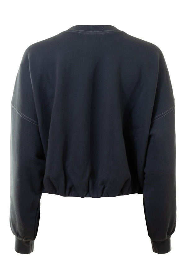Velvet Bobbi Fleece Drawstring Sweatshirt in Carbon