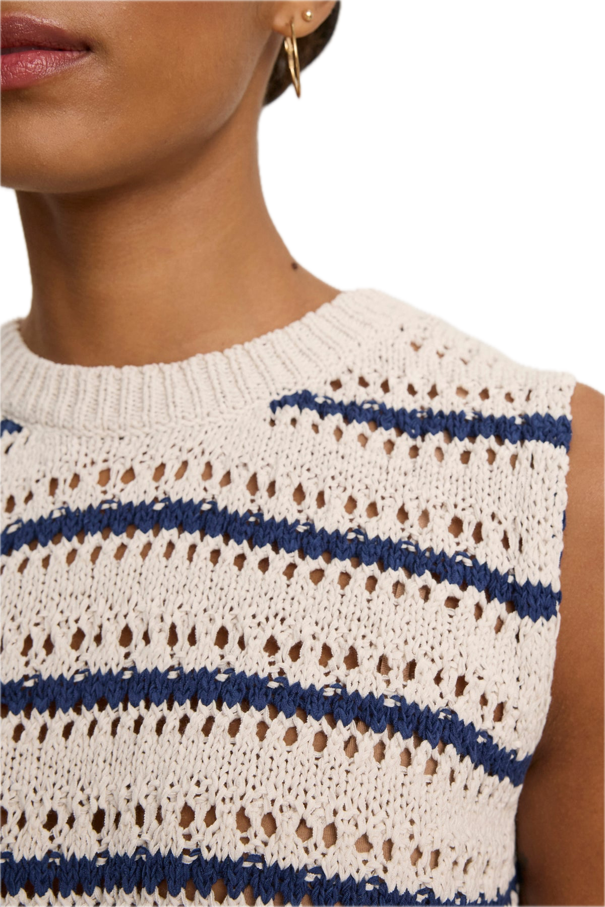 Velvet Calista Sweater Vest in Chalk - Marine