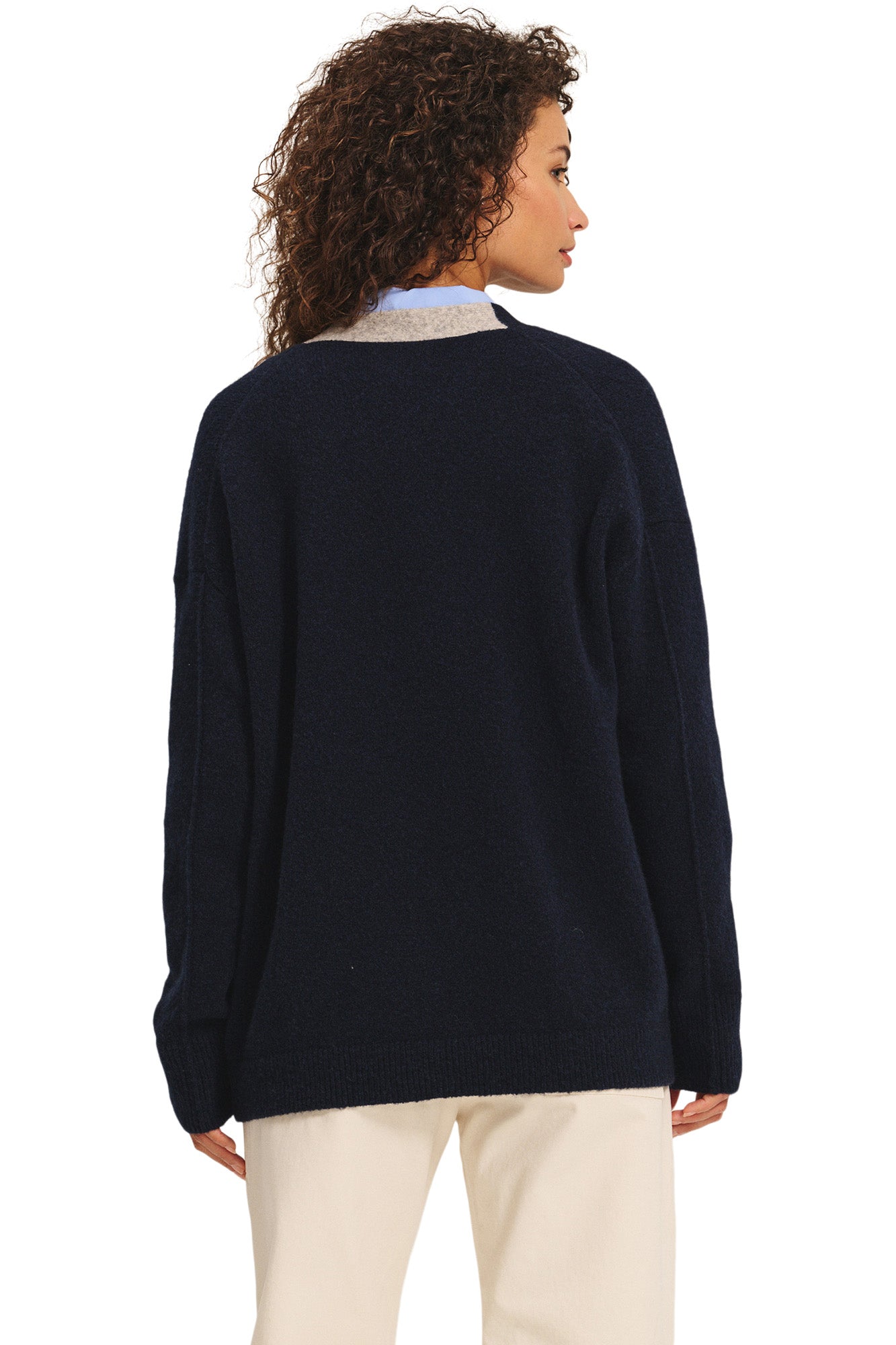 Velvet Cameron Cardigan with Contrast in Navy