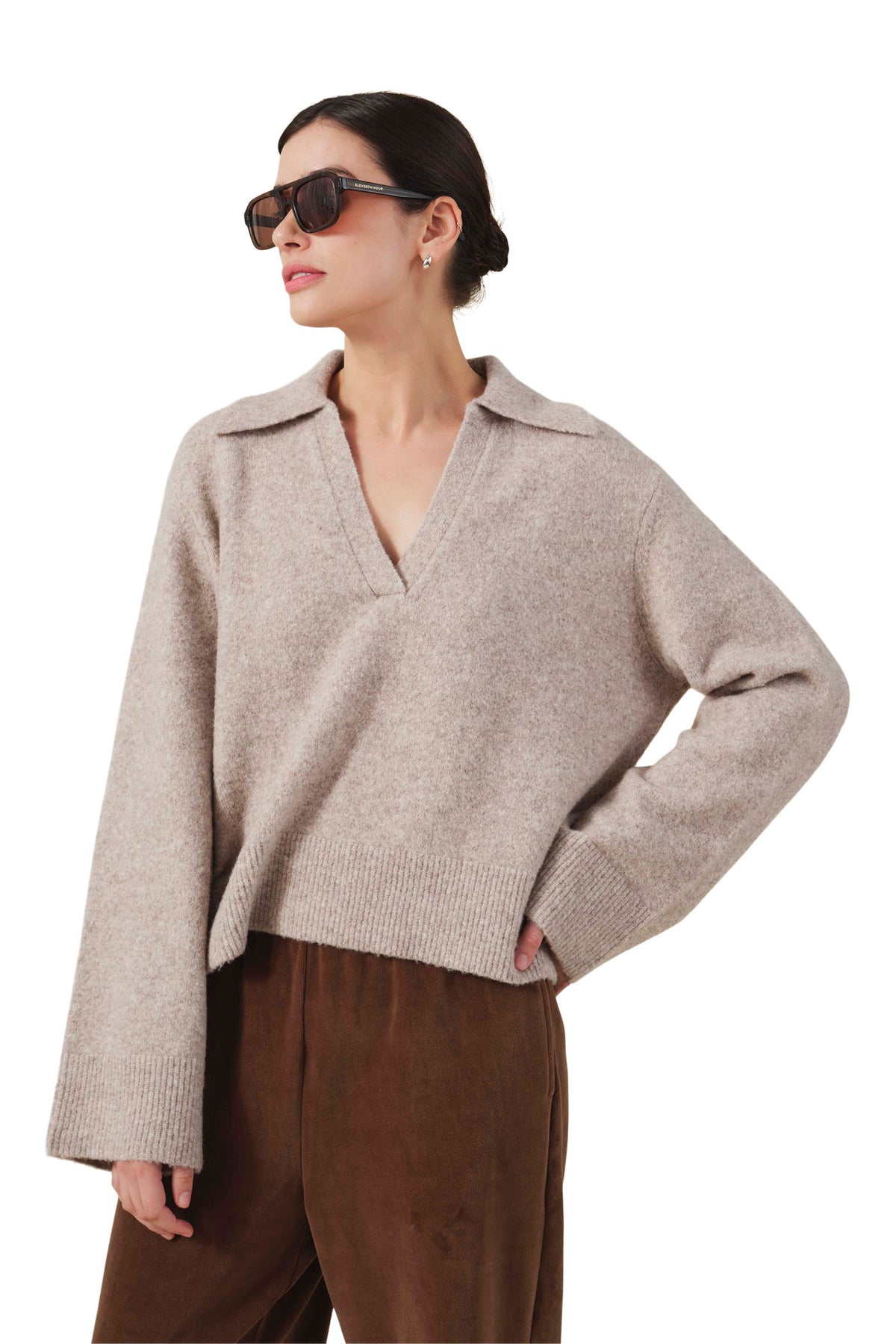 Velvet Carson Collared V-neck Sweater