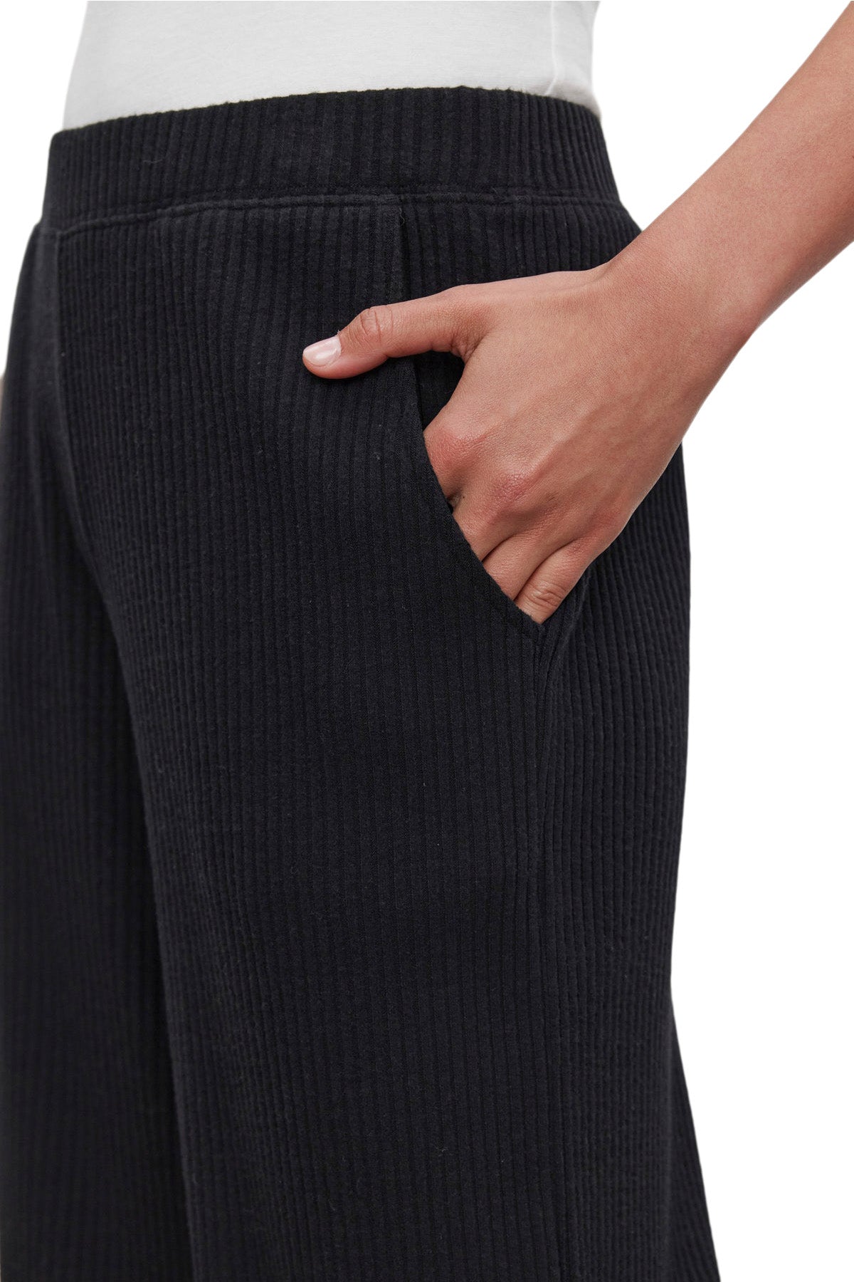 Velvet Colleen Ribbed Pants in Black