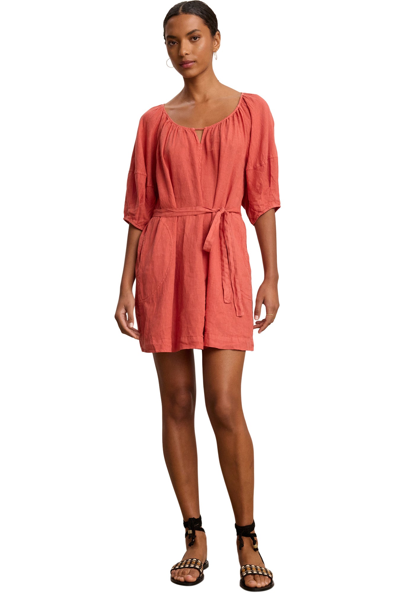 Velvet Greta Woven Linen Dress in Wagon