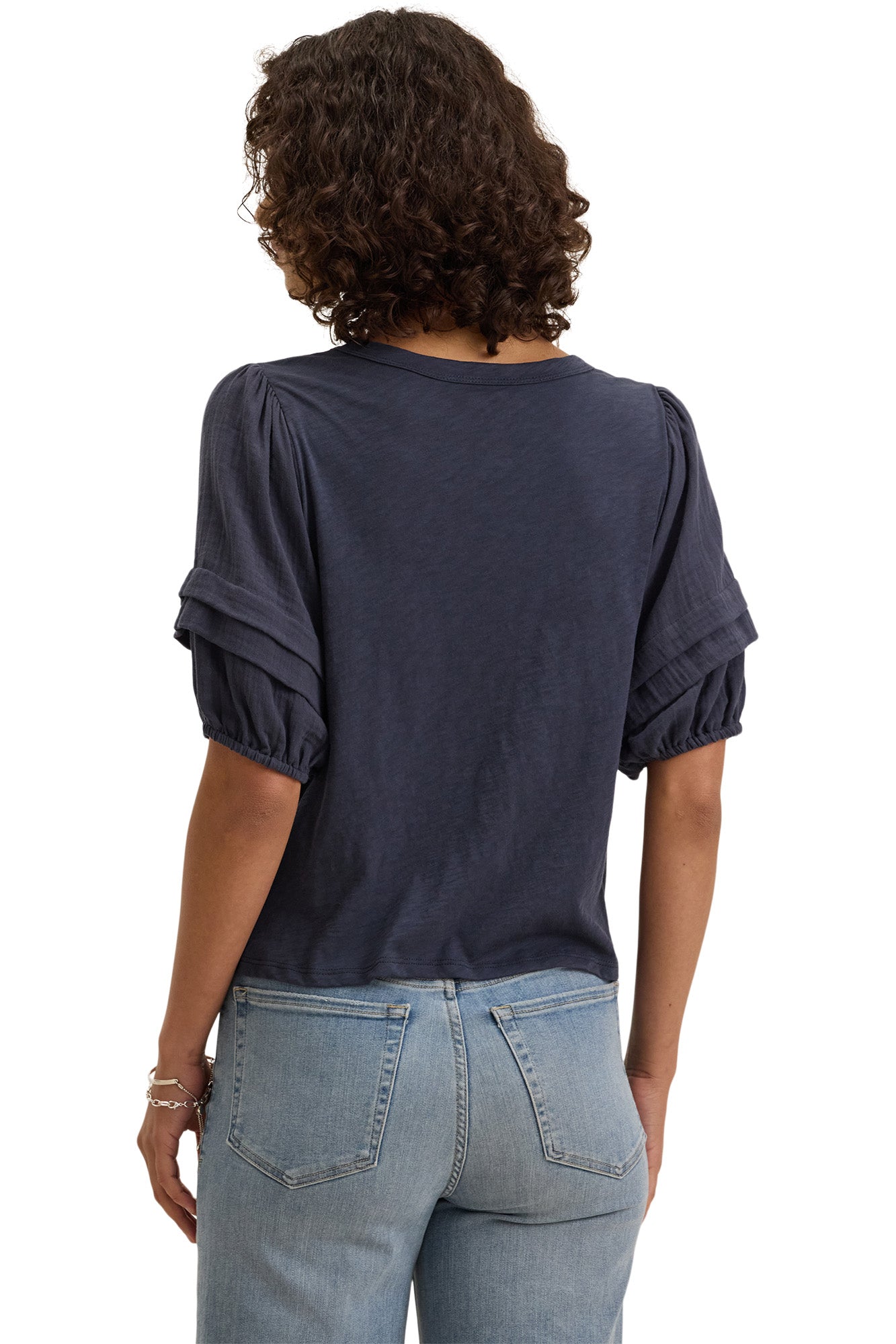 Velvet Haden Pintuck Sleeve T-shirt in Crater