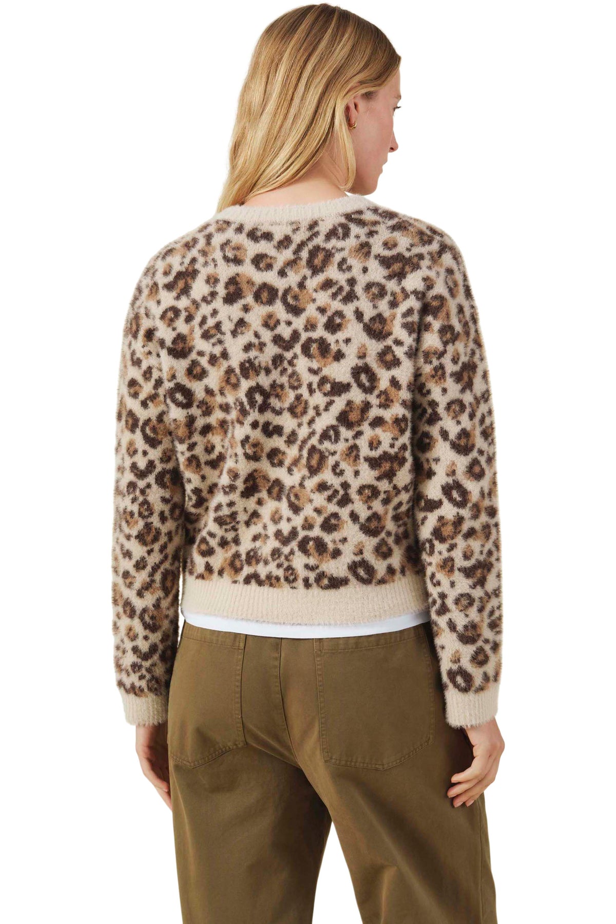 Velvet Hannah Jacquard Cardigan in Leopard