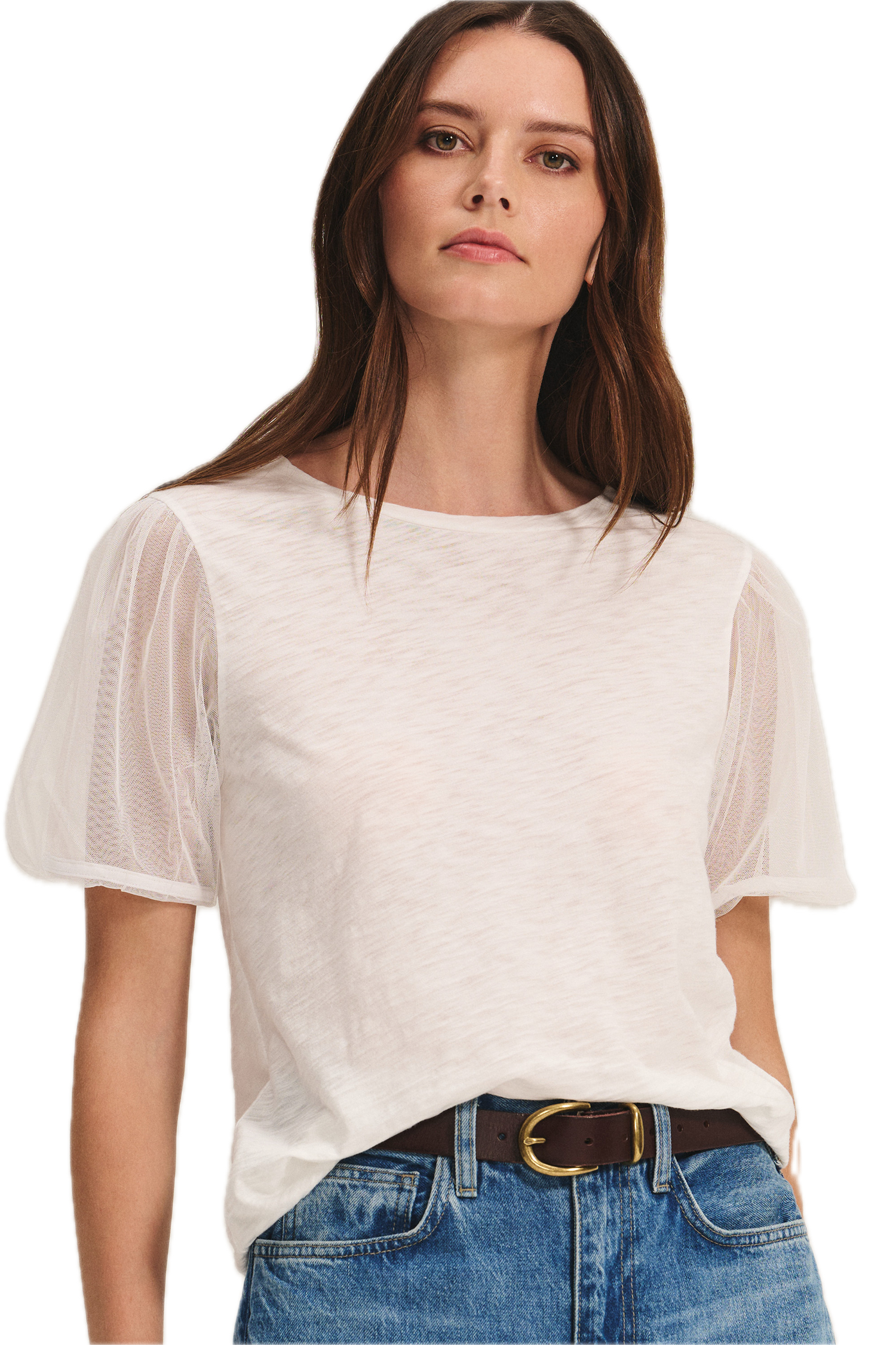 Velvet Justine Mesh Sleeve Top