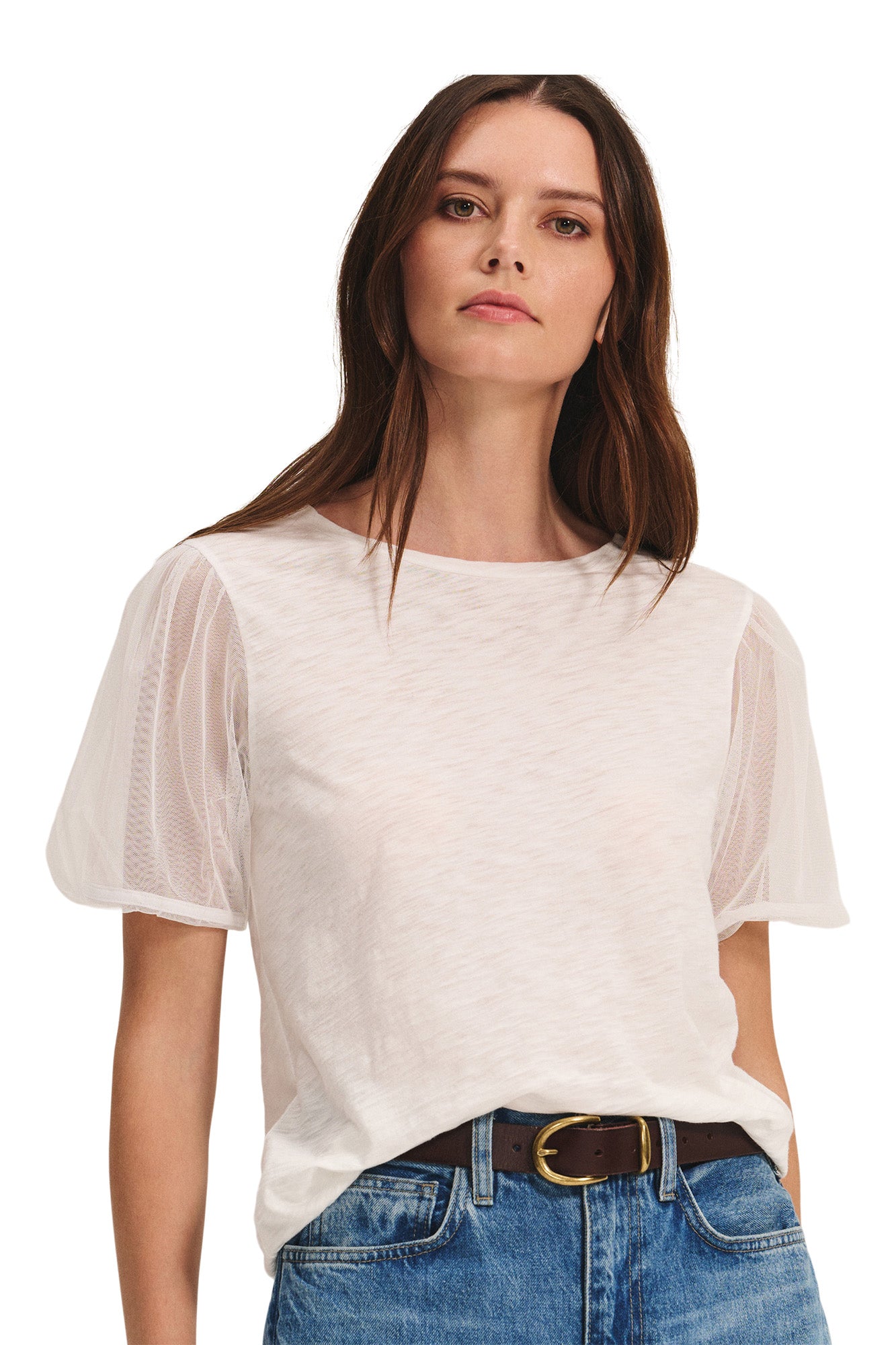 Velvet Justine Mesh Sleeve Top