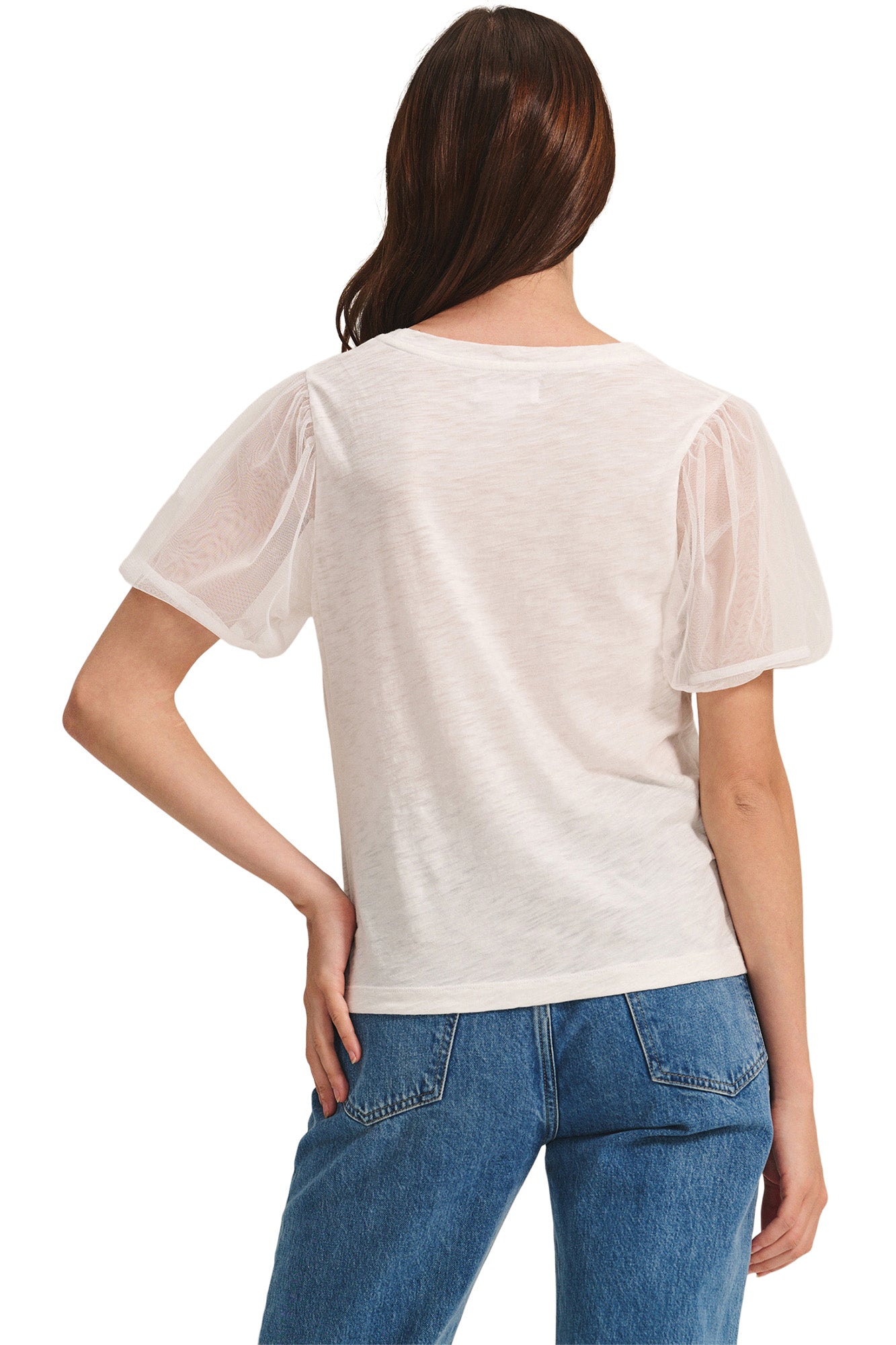 Velvet Justine Mesh Sleeve Top