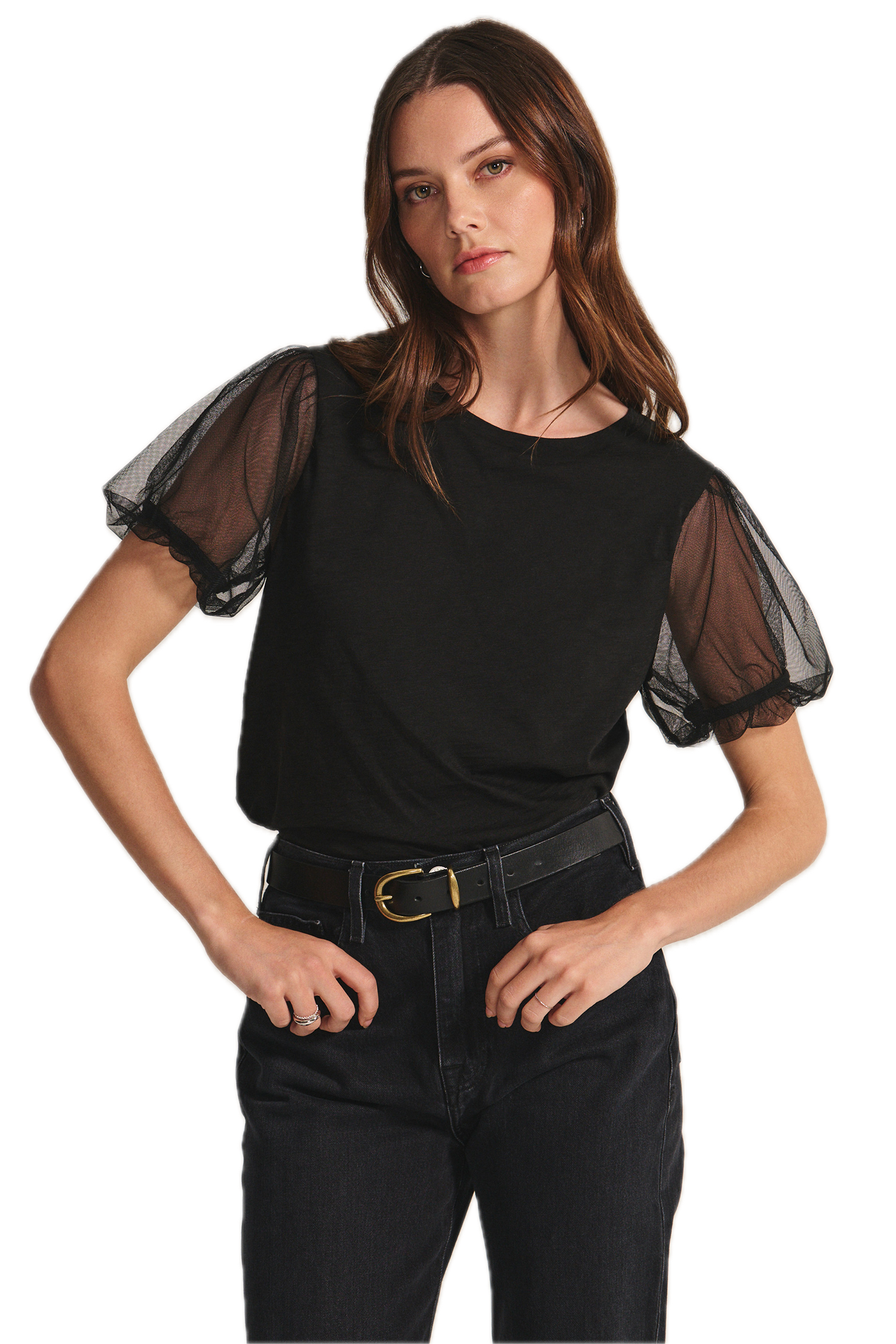 Velvet Justine Mesh Sleeve Top