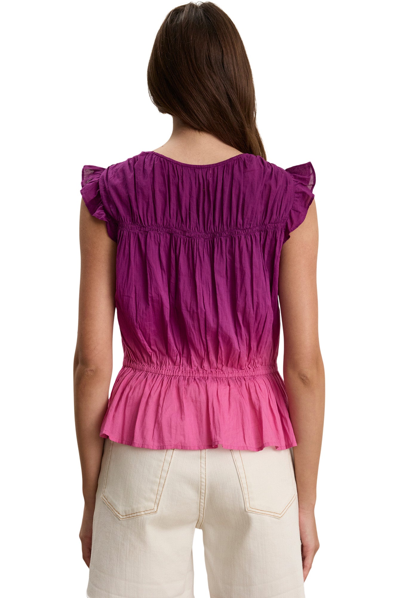 Velvet Kaia Dip Dye Shirt in Fuchsia