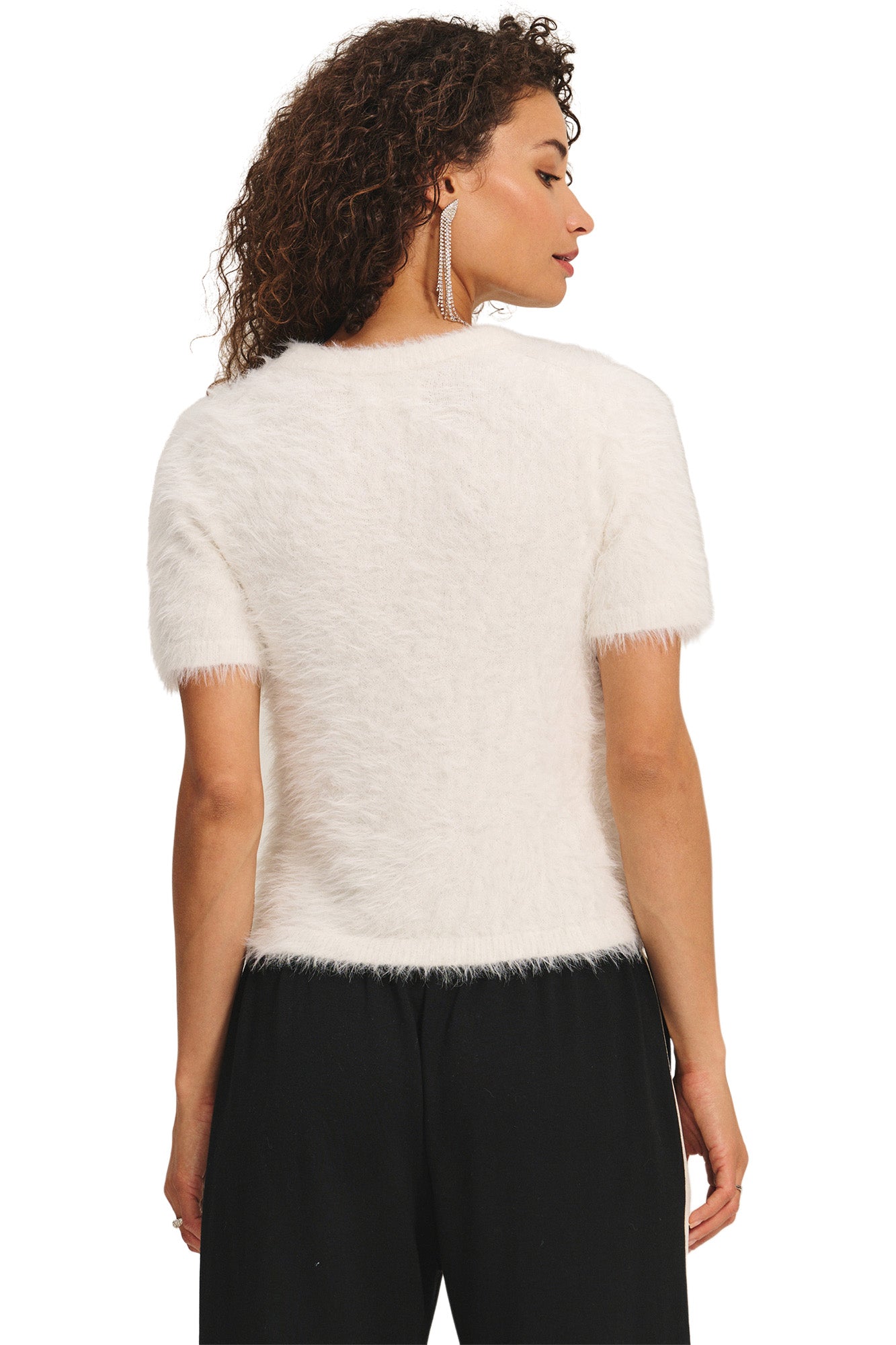 Velvet Kit Short Sleeve Sweater in Milk