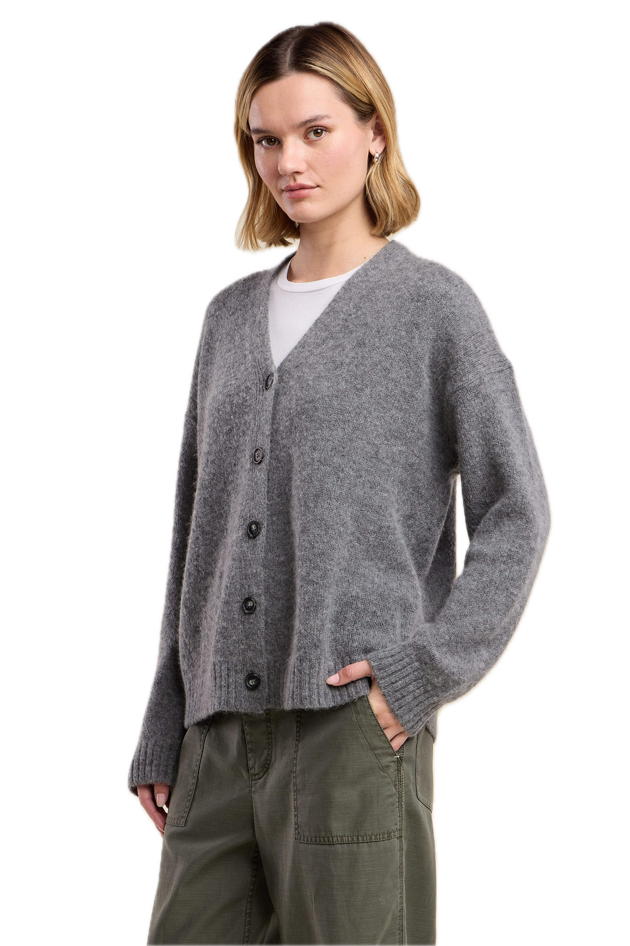 Velvet Lea Cardigan in Medium Heather Grey