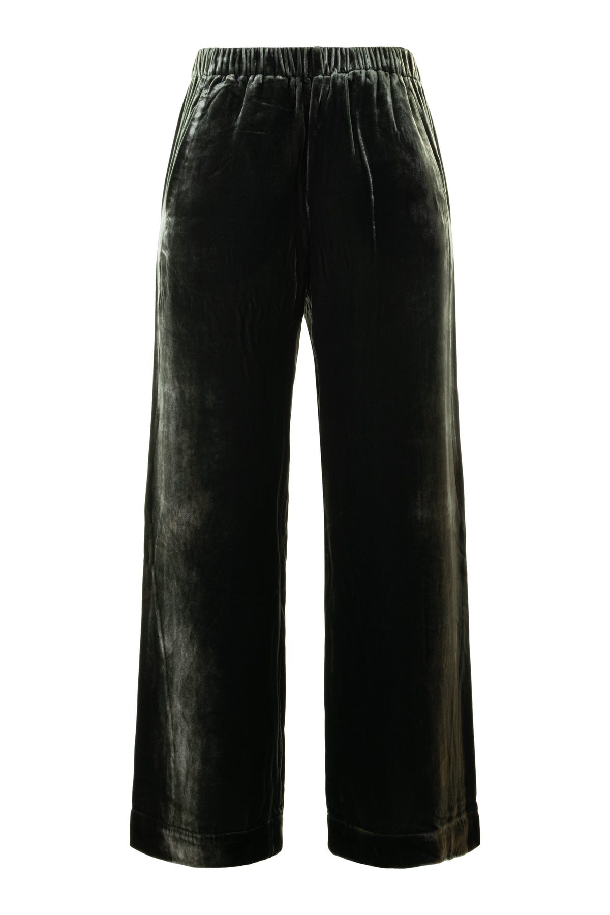 Velvet Lolana Silk Viscose Velvet Pant in Smoke
