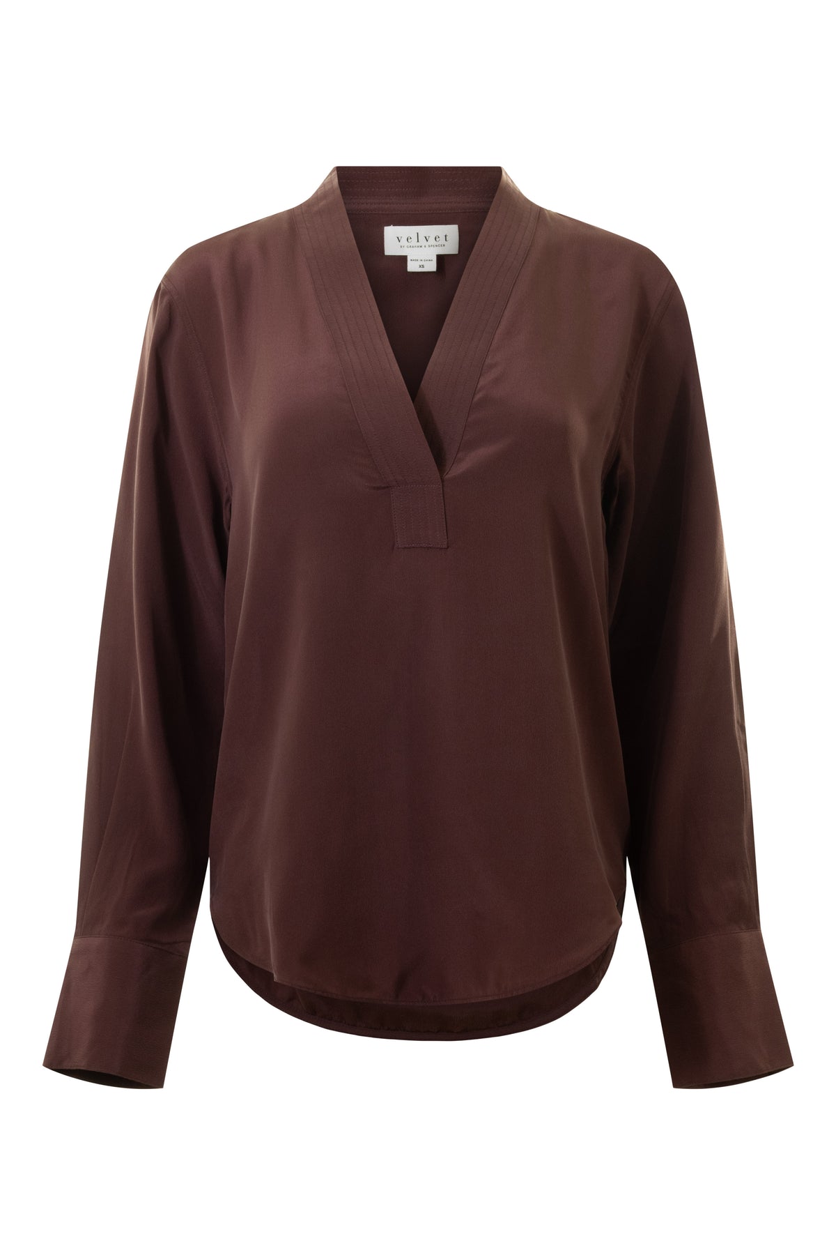 Velvet Maya Washed Silk Blouse in Date
