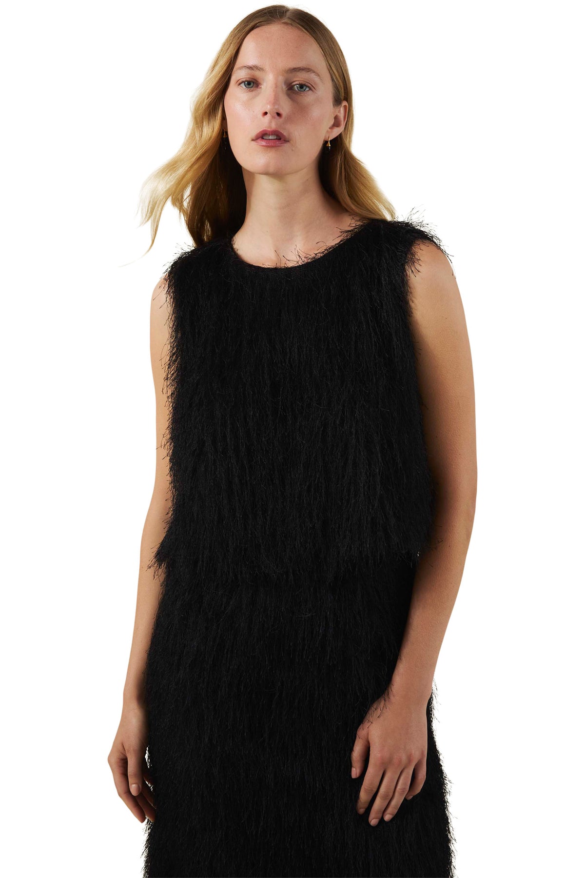 Velvet Melanie Tassel Sleeveless Top in Black