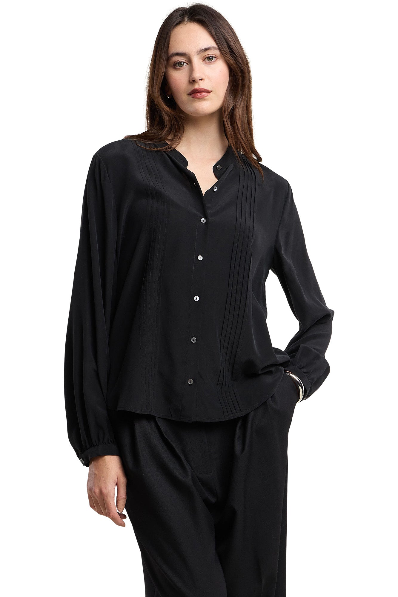 Velvet Michelle Long Sleeve Blouse in Black