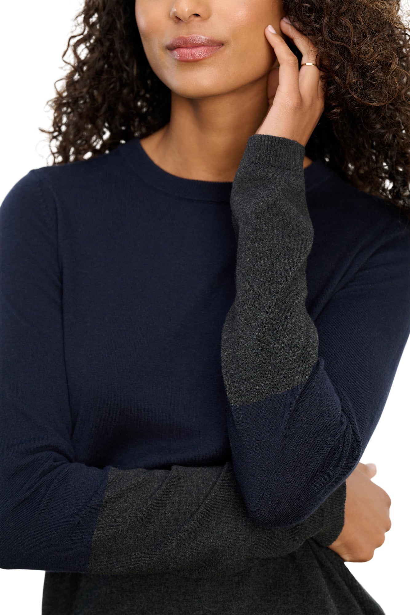 Velvet Roxy Lux Cashmere Crewneck Sweater in Navy